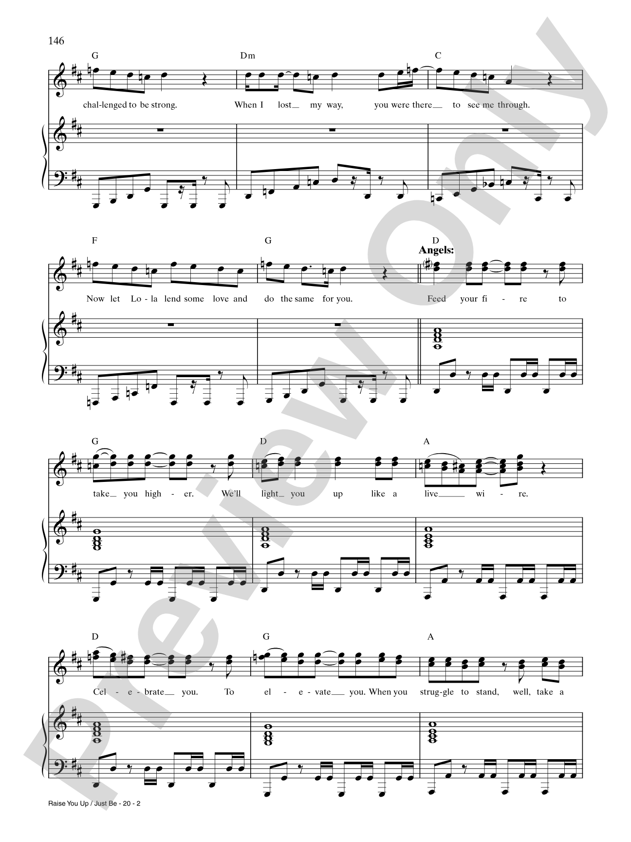Raise You Up / Just Be (from Kinky Boots): Piano/Vocal/Chords