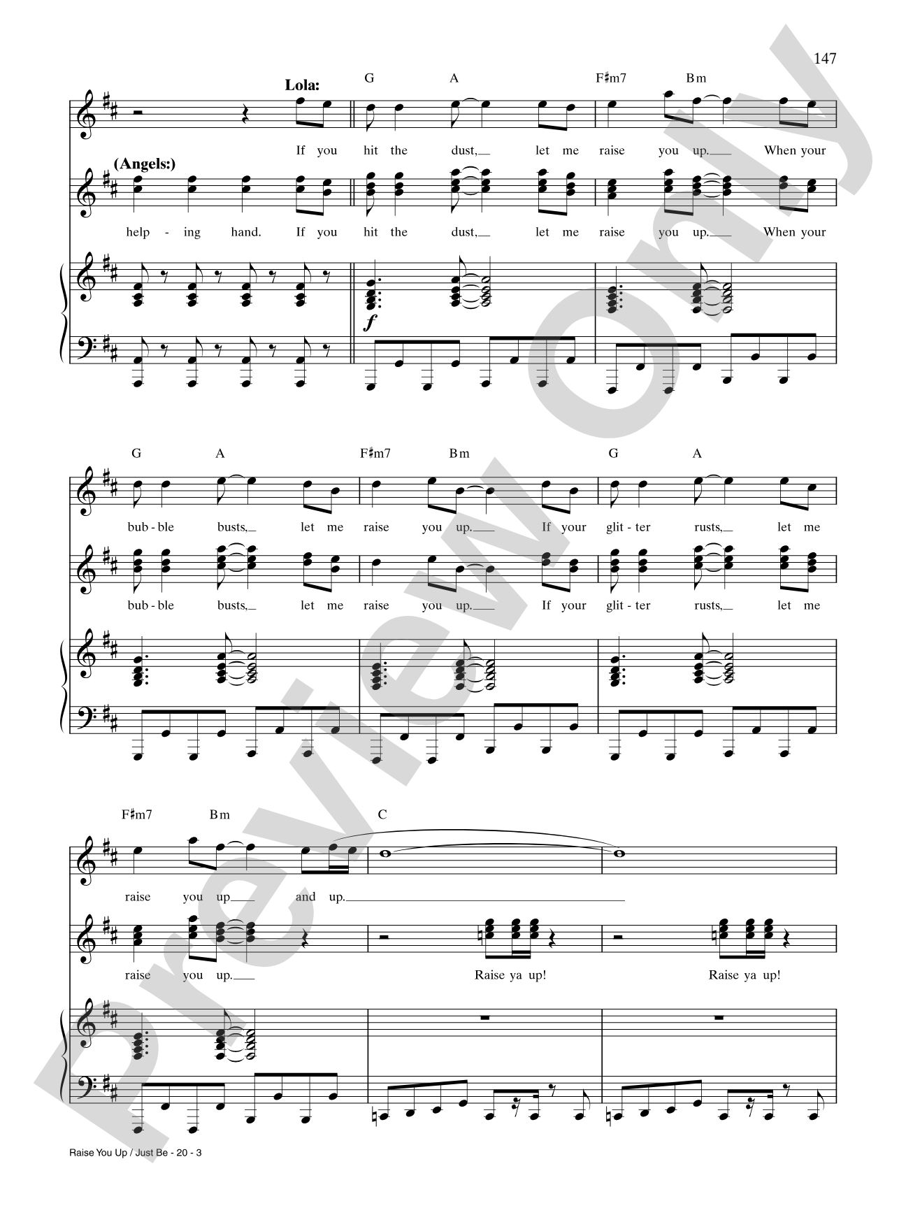 Raise You Up / Just Be (from Kinky Boots): Piano/Vocal/Chords