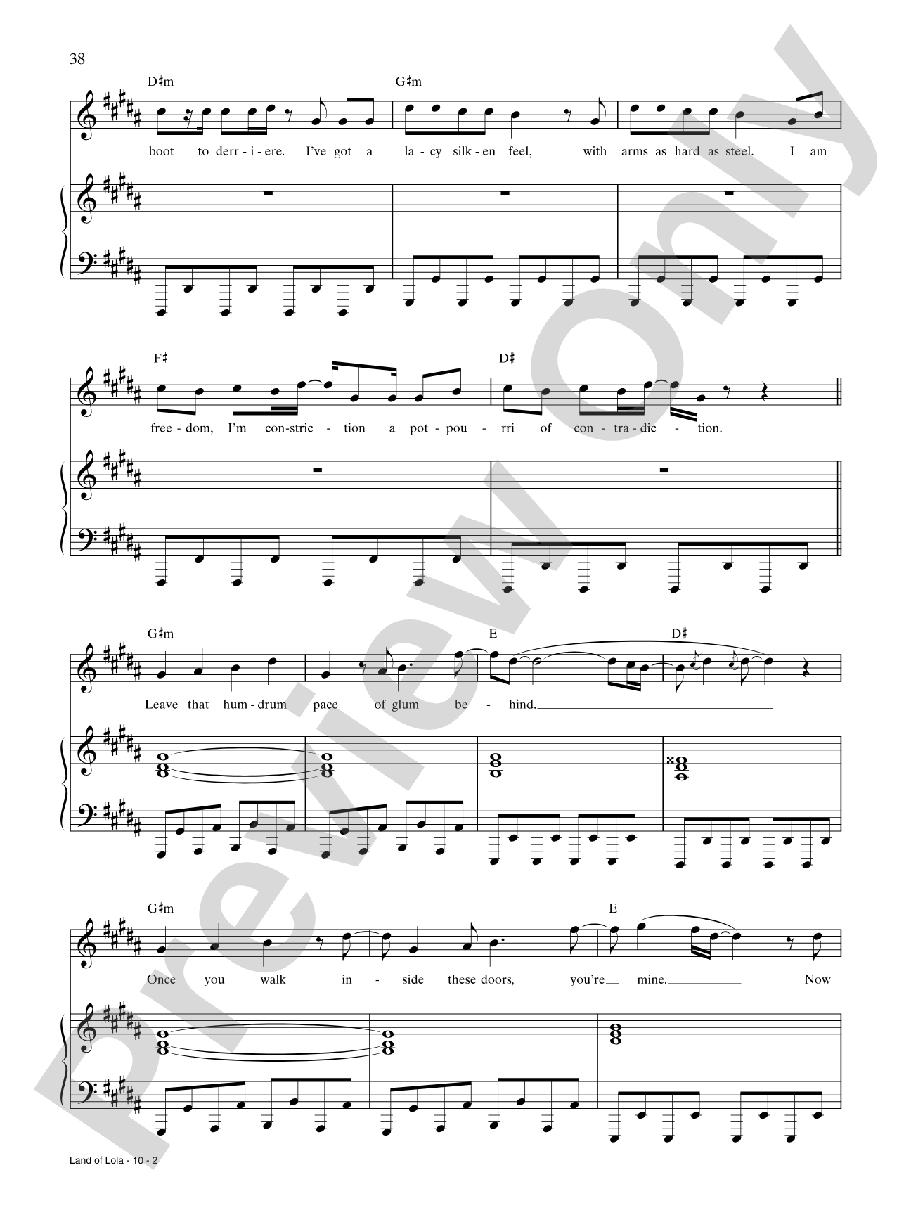 Land of Lola (from Kinky Boots): Piano/Vocal/Chords