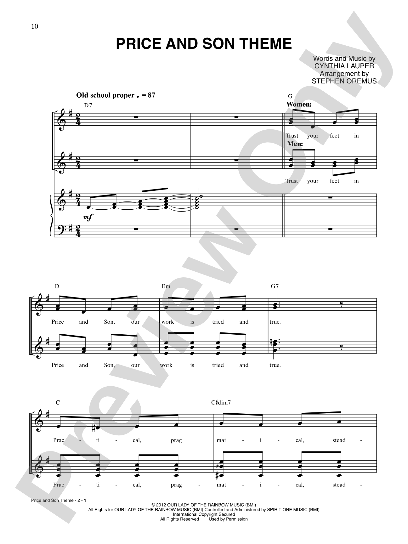 Price and Son Theme: Piano/Vocal/Chords