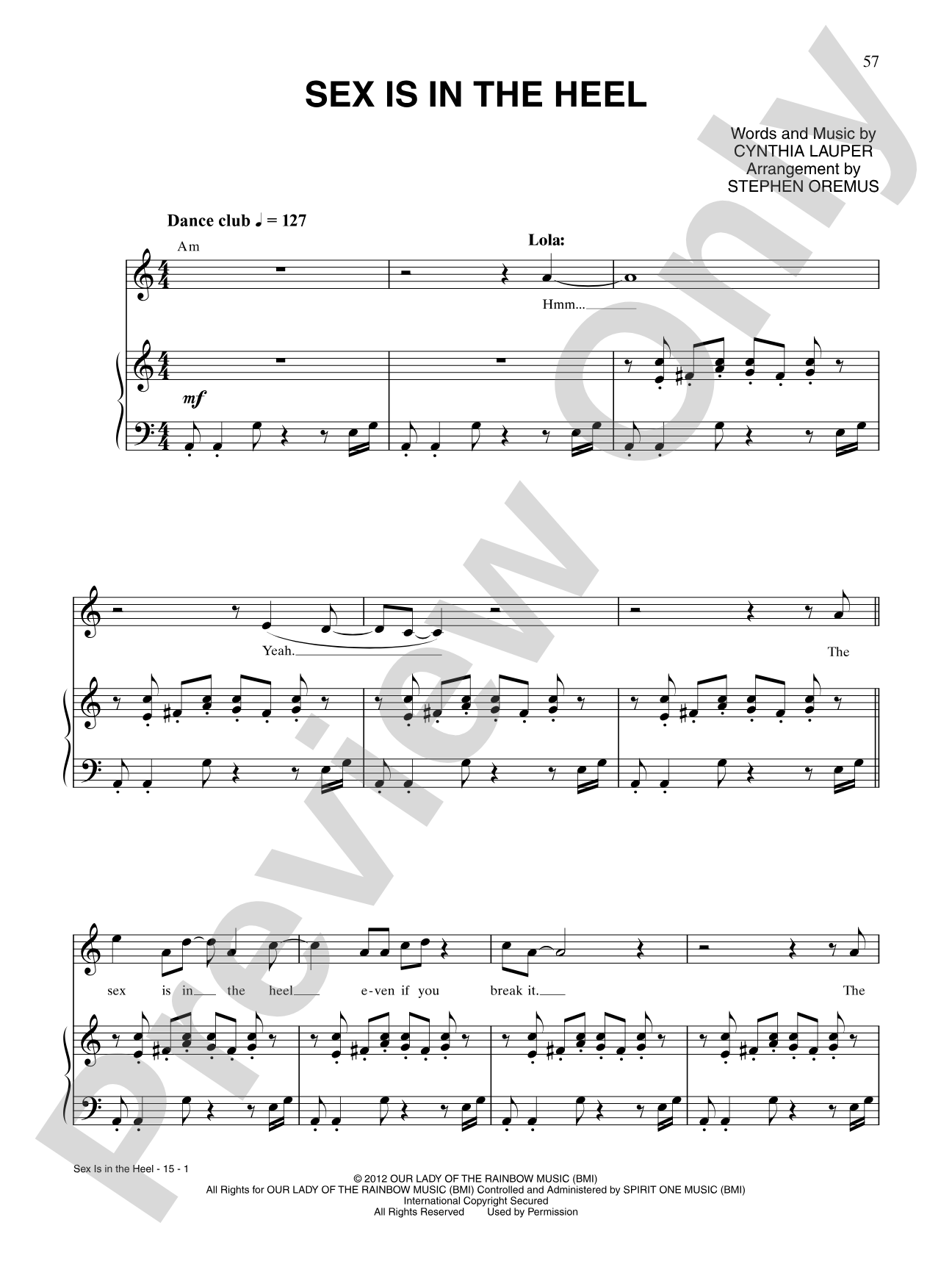 Sex Is in the Heel (from Kinky Boots): Piano/Vocal/Chords