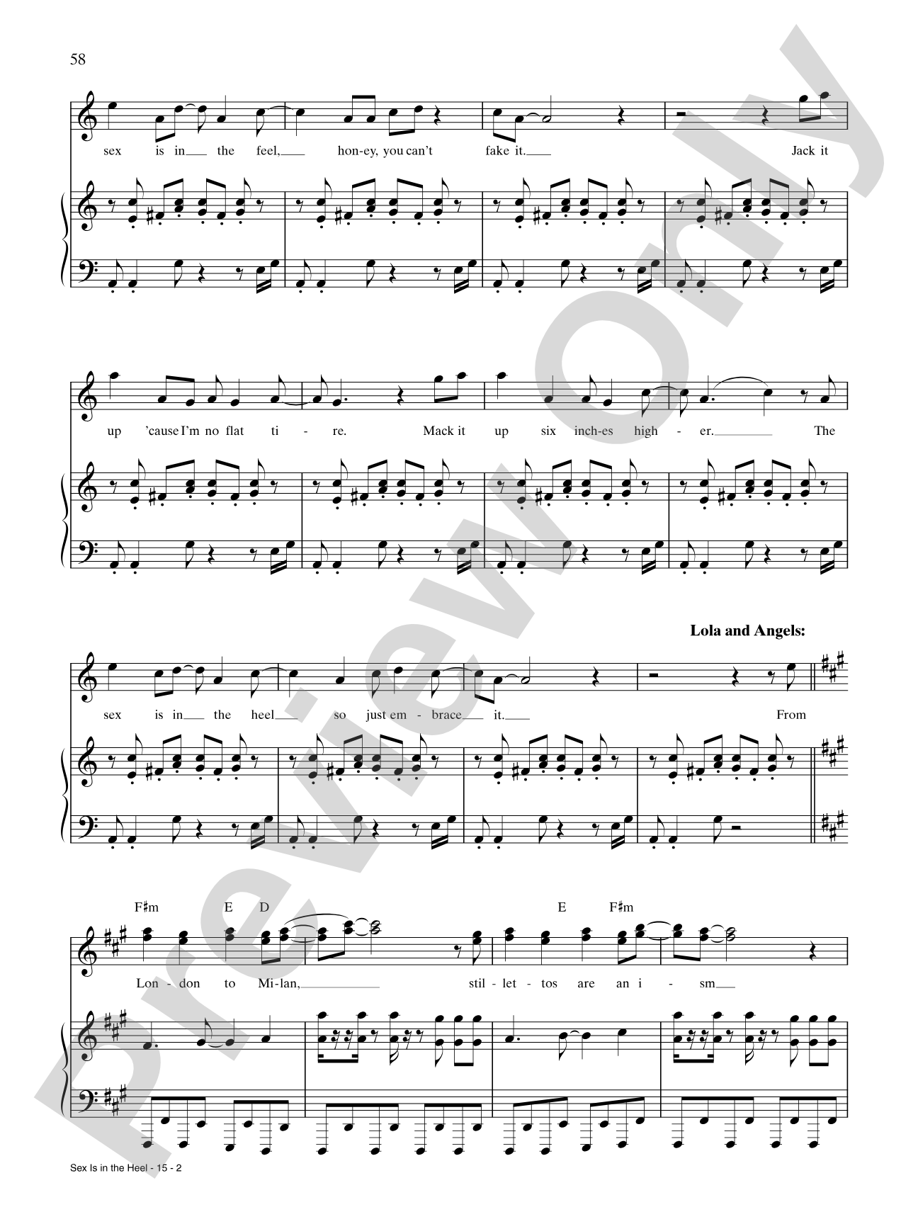 Sex Is in the Heel (from Kinky Boots): Piano/Vocal/Chords