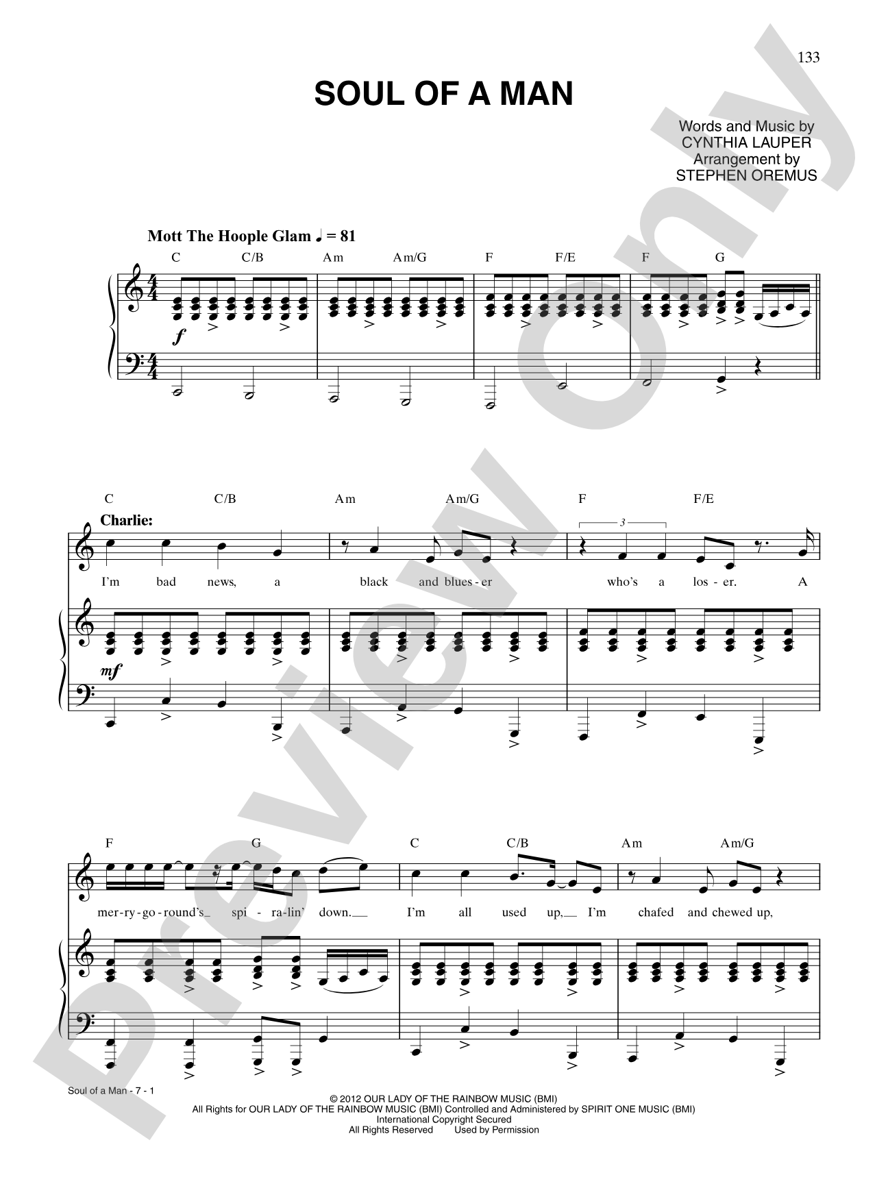 Soul of a Man (from Kinky Boots): Piano/Vocal/Chords