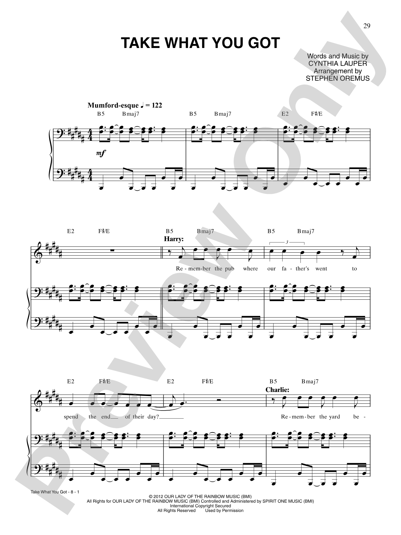 Take What You Got (from Kinky Boots): Piano/Vocal/Chords