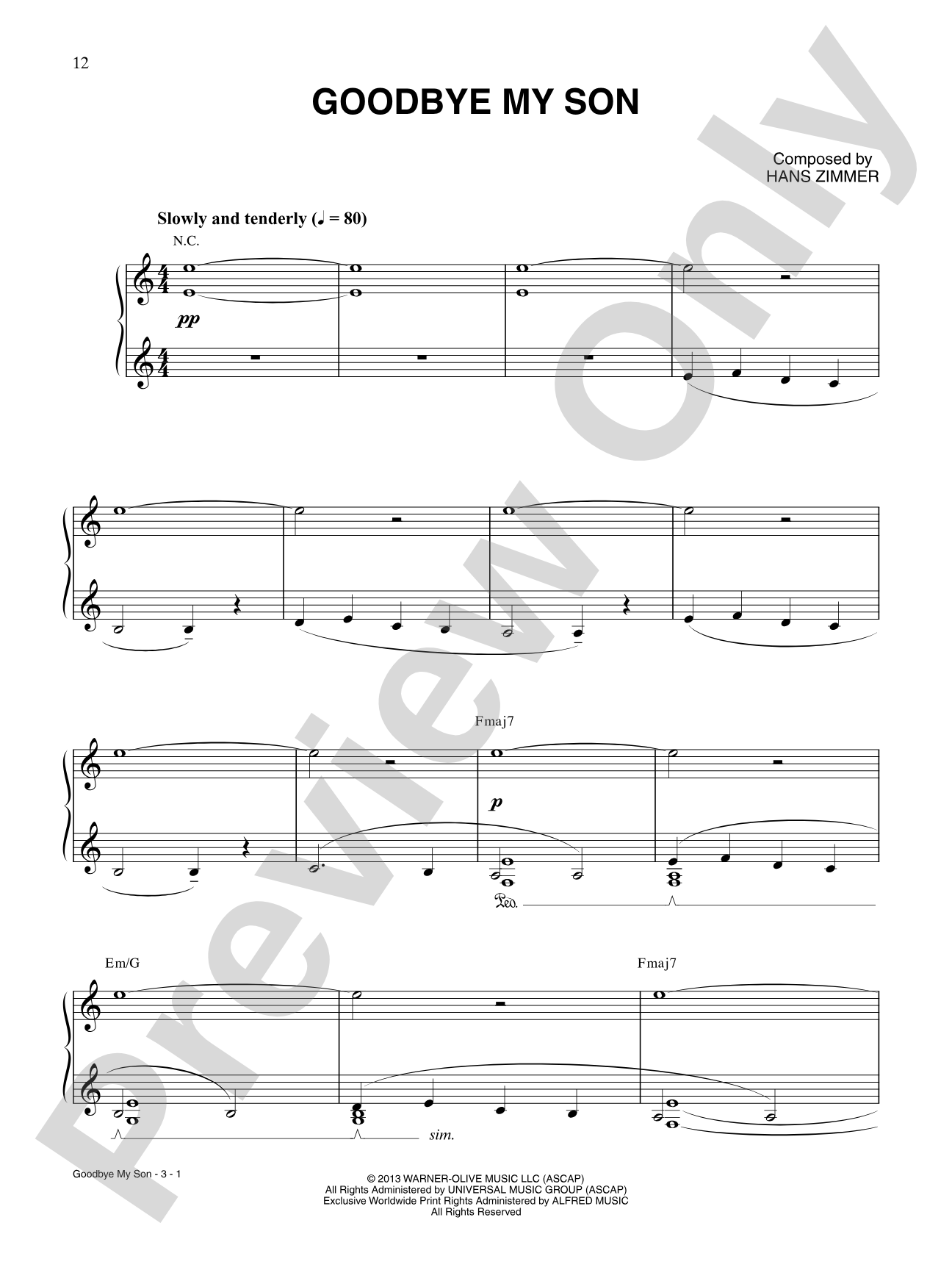 Goodbye My Son (from Man of Steel): Piano