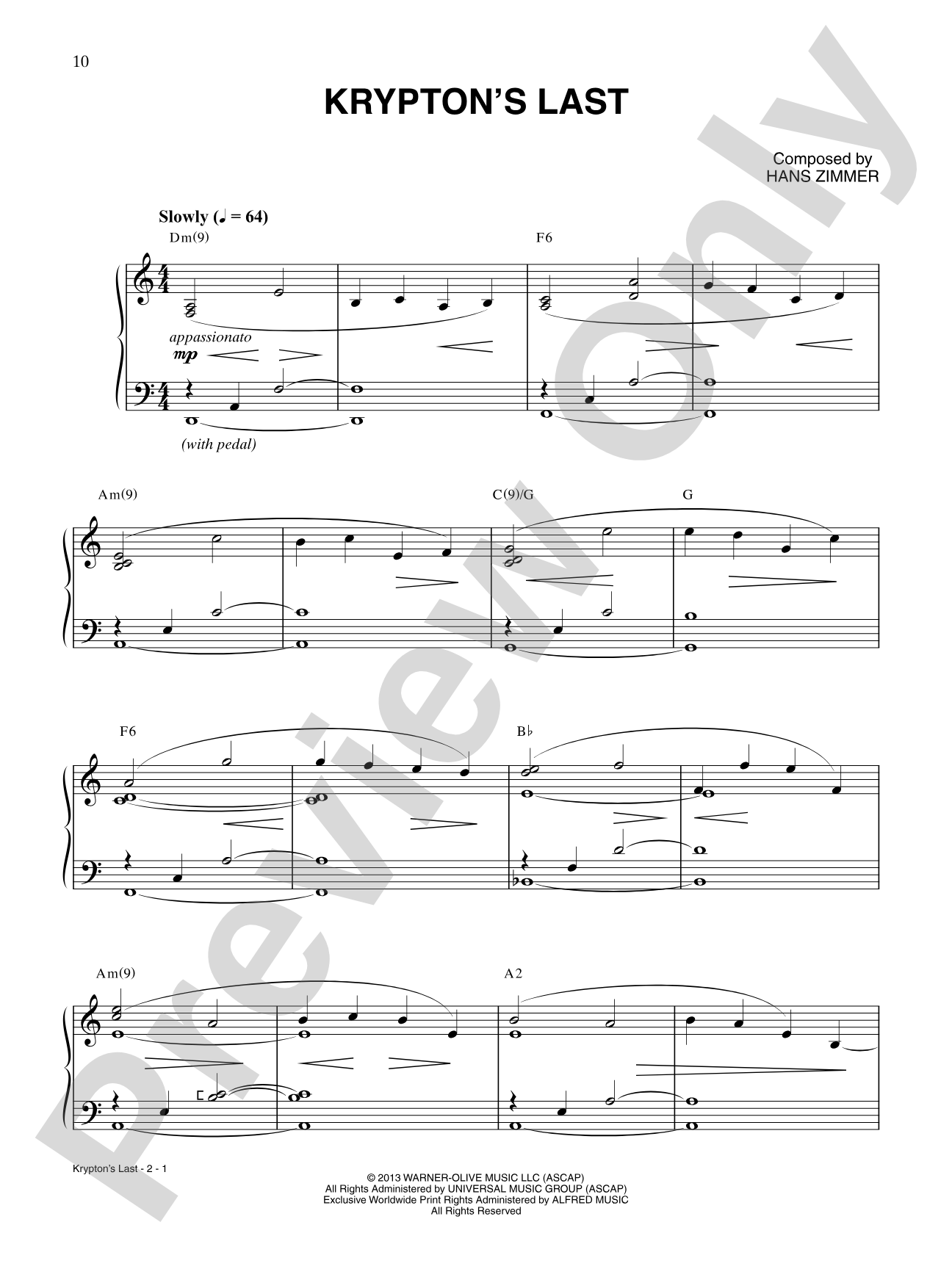 Krypton's Last (from Man of Steel): Piano