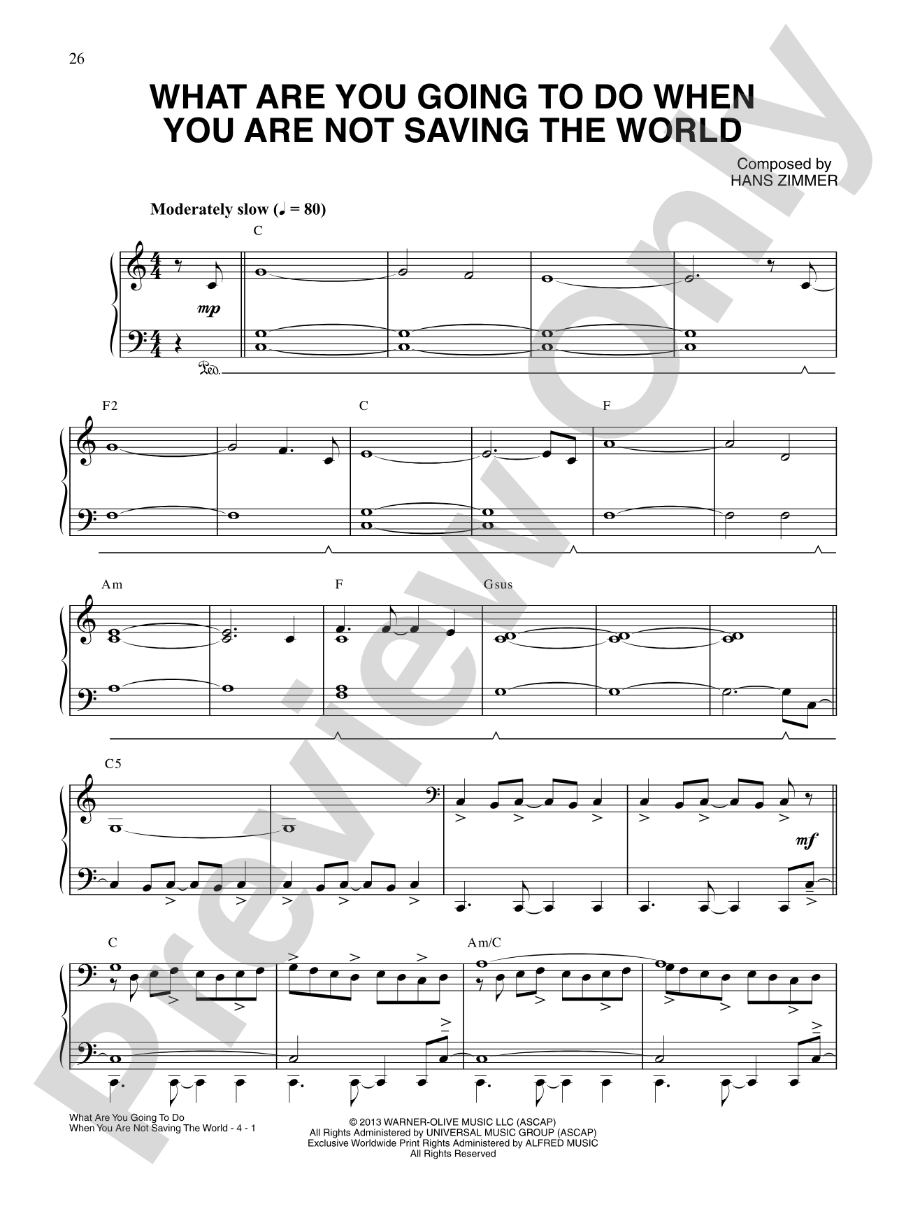 What Are You Going to Do When You Are Not Saving the World? (from Man of Steel): Piano