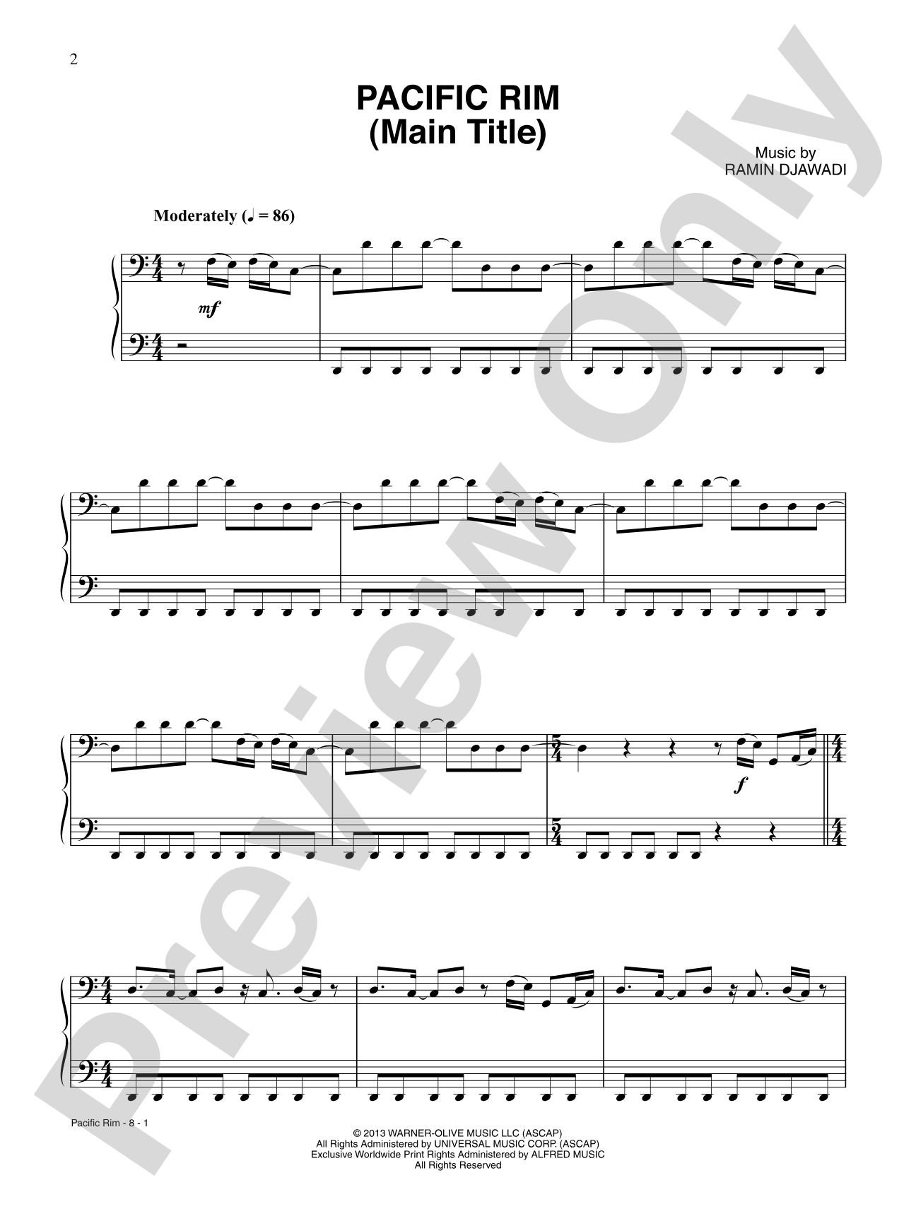 Pacific Rim (Main Title): Piano/Vocal/Chords Digital Sheet Music