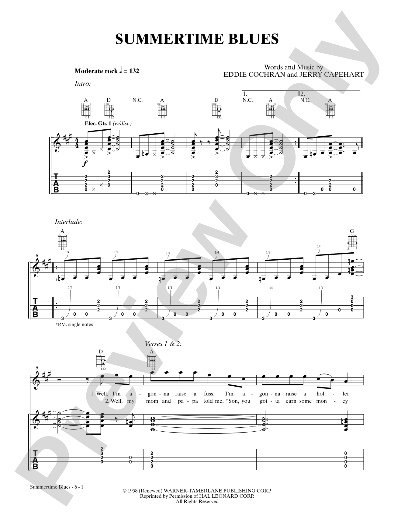 Summertime Blues: Guitar Tab