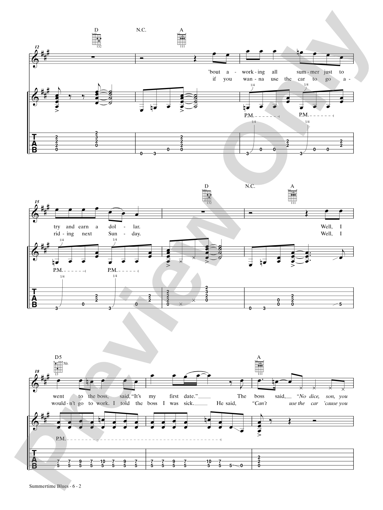 Summertime Blues: Guitar Tab