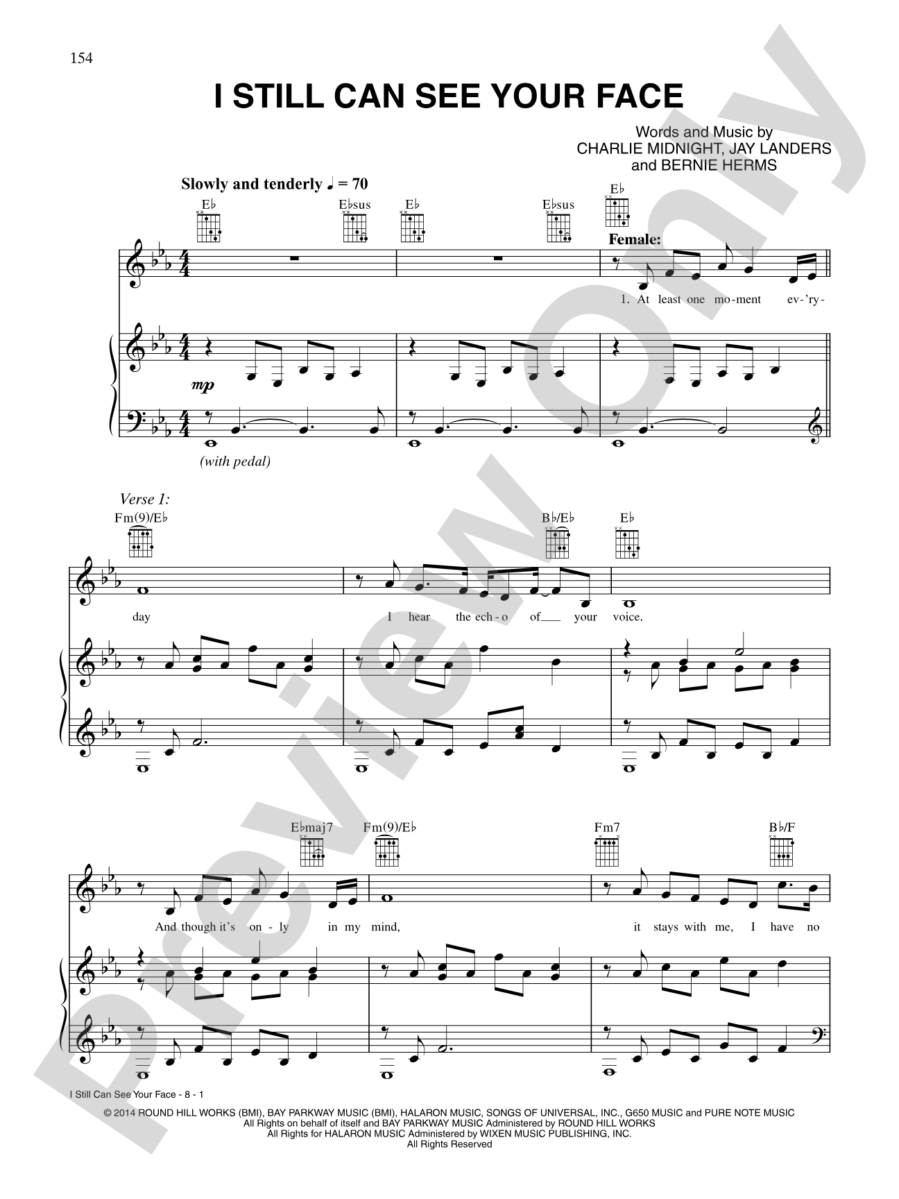 I Still Can See Your Face: Piano/Vocal/Chords Digital Sheet Music