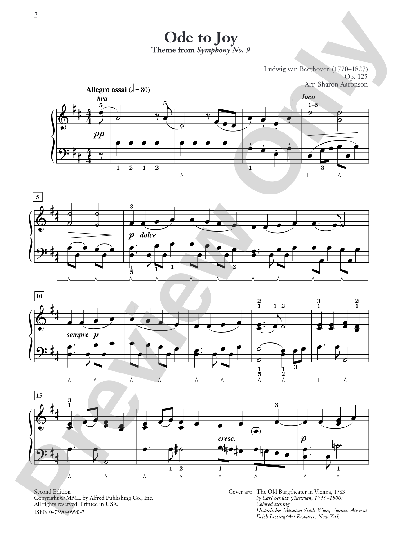 Ode to Joy Theme from Symphony No. 9: Piano
