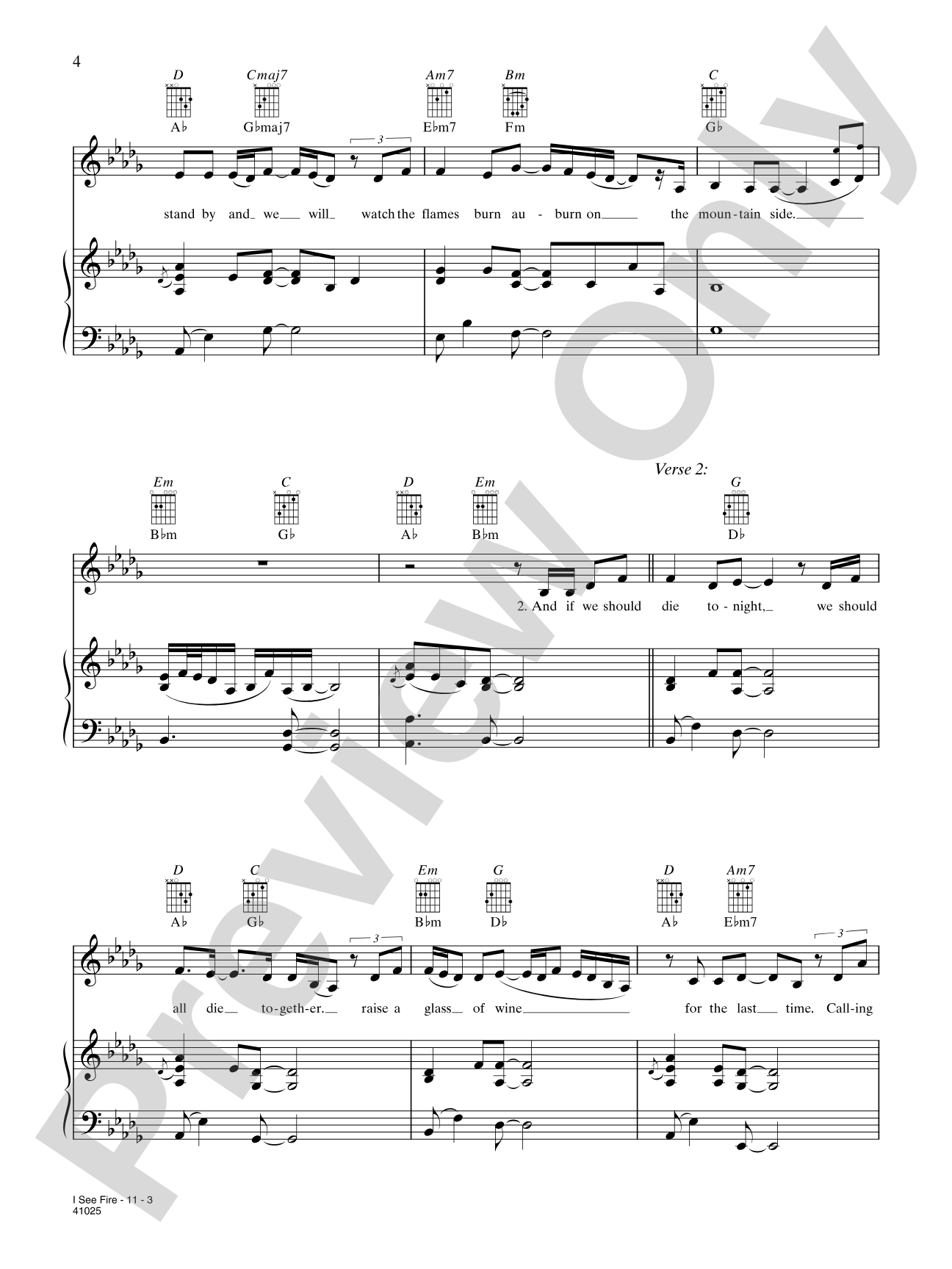 I See Fire (from The Hobbit: The Desolation of Smaug): Piano/Vocal/Guitar