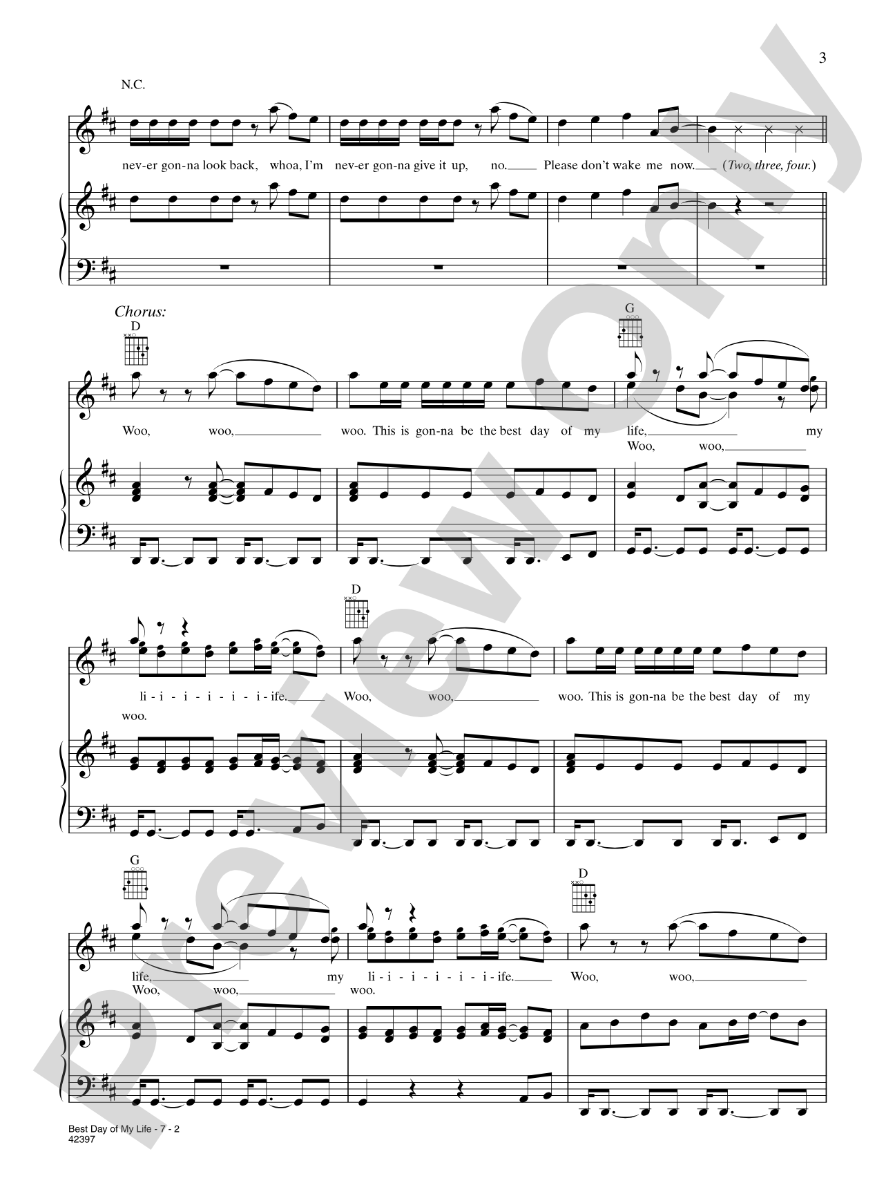 Best Day of My Life: Piano/Vocal/Chords