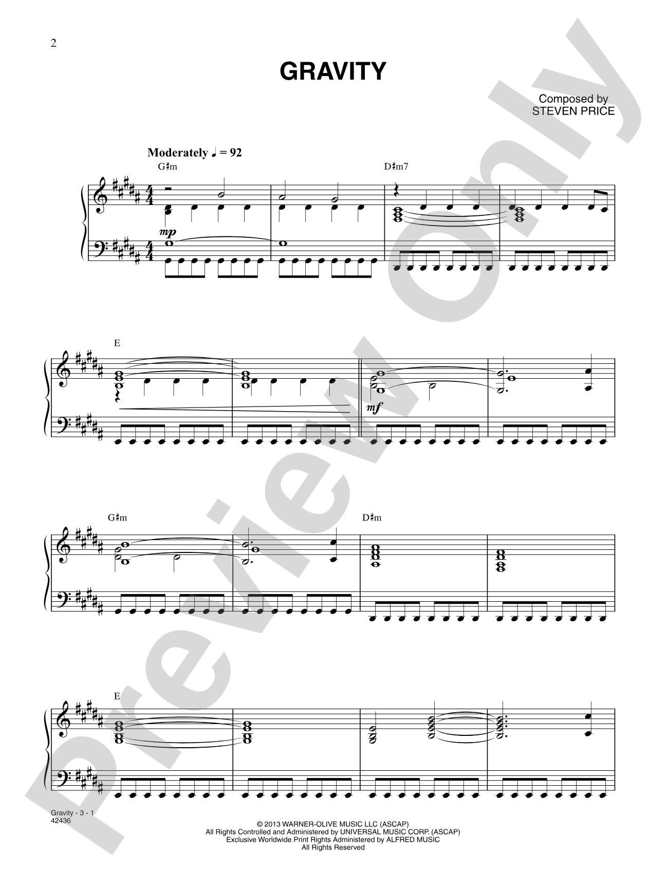 Gravity (from the Motion Picture Gravity): Piano