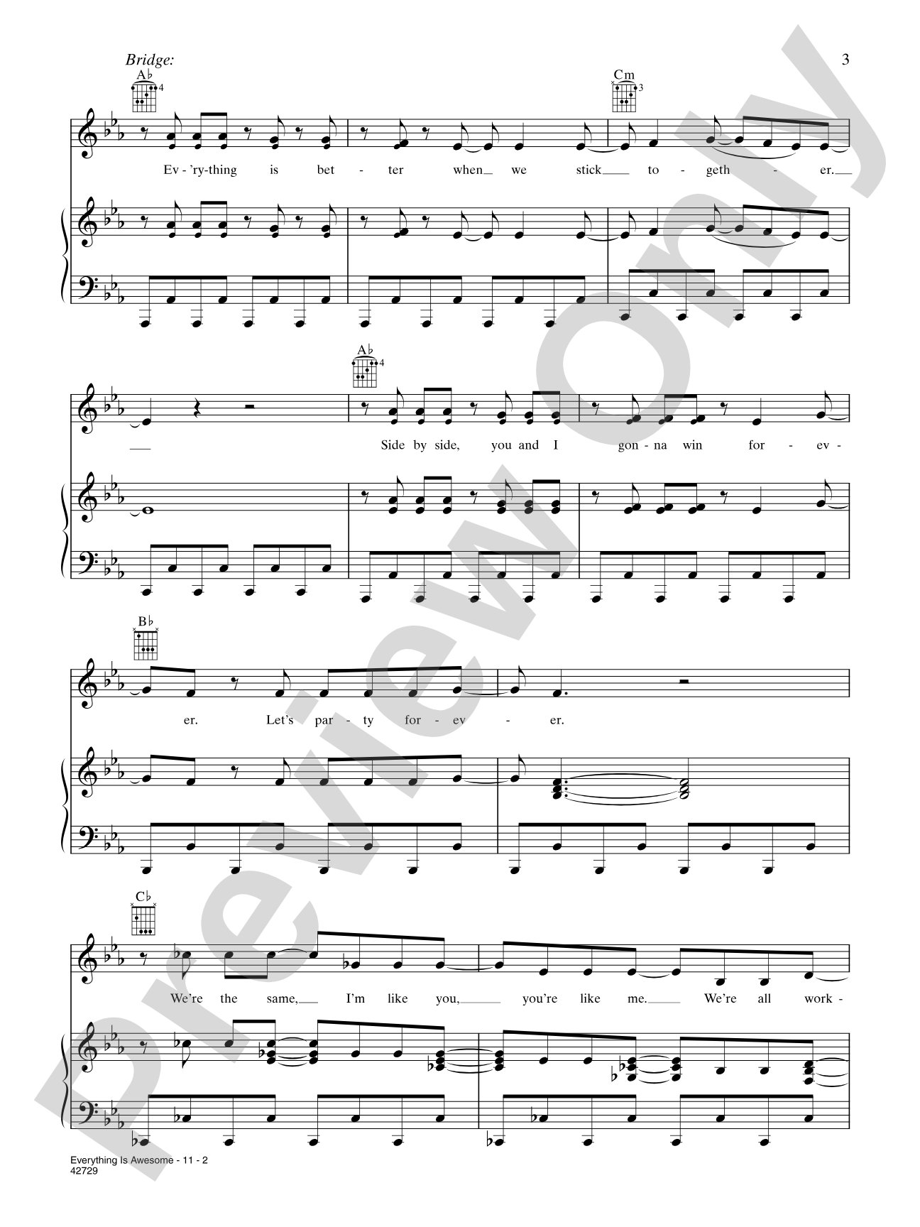 Everything is Awesome (Awesome Remixxx!!!): Piano/Vocal/Chords