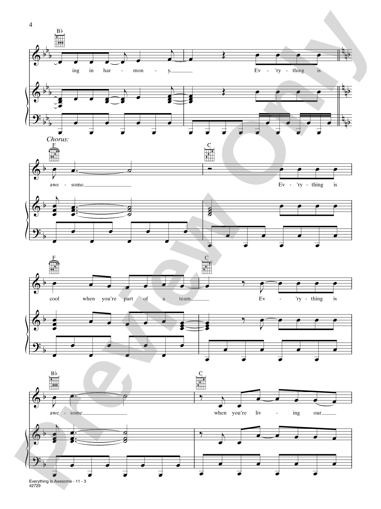 Everything is Awesome (Awesome Remixxx!!!): Piano/Vocal/Chords