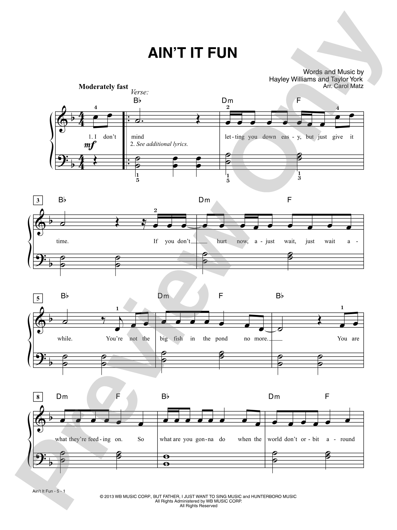 Ain't It Fun: Big Note Piano