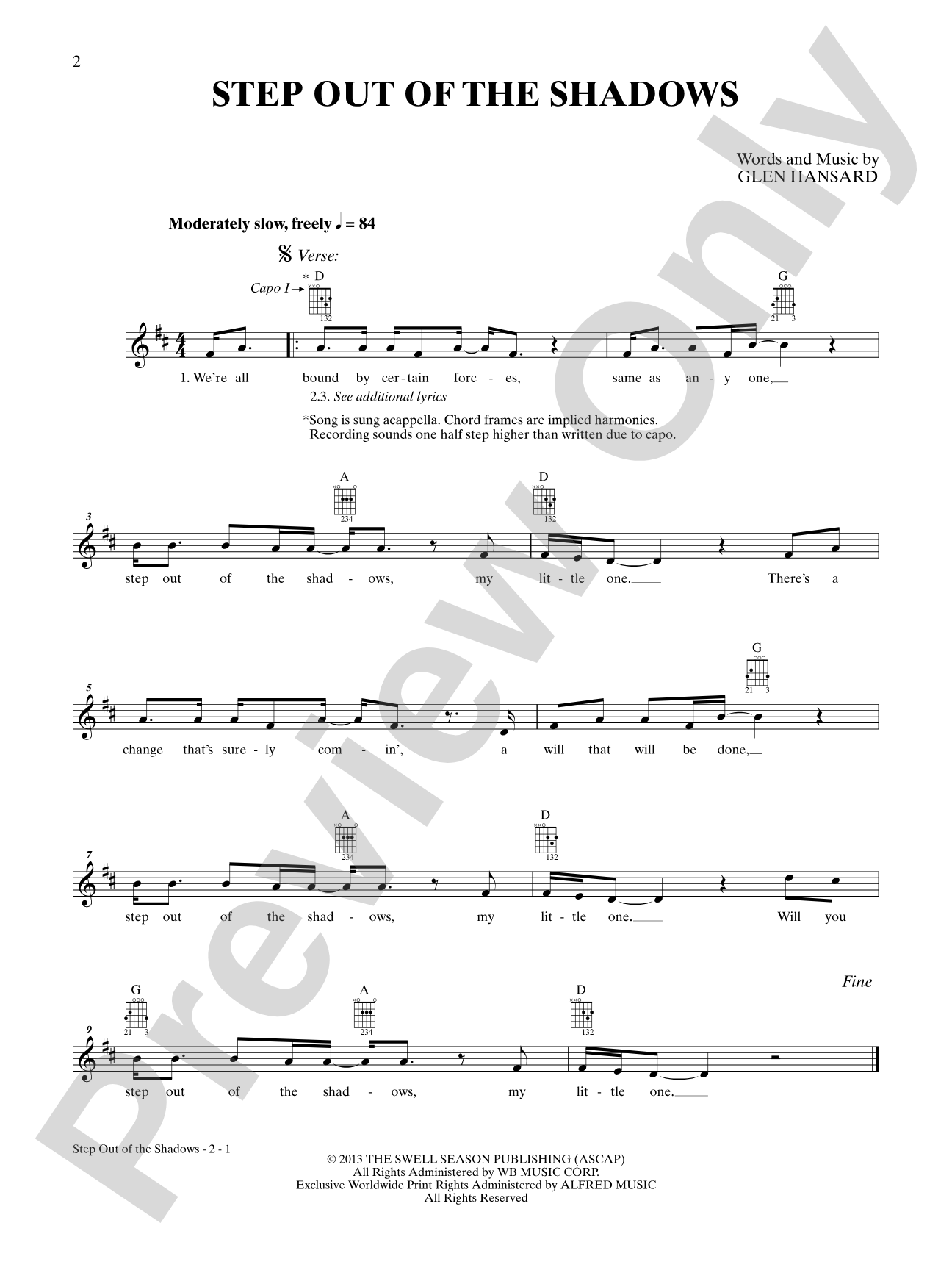 Step Out of the Shadows: Guitar Tab Digital Sheet Music