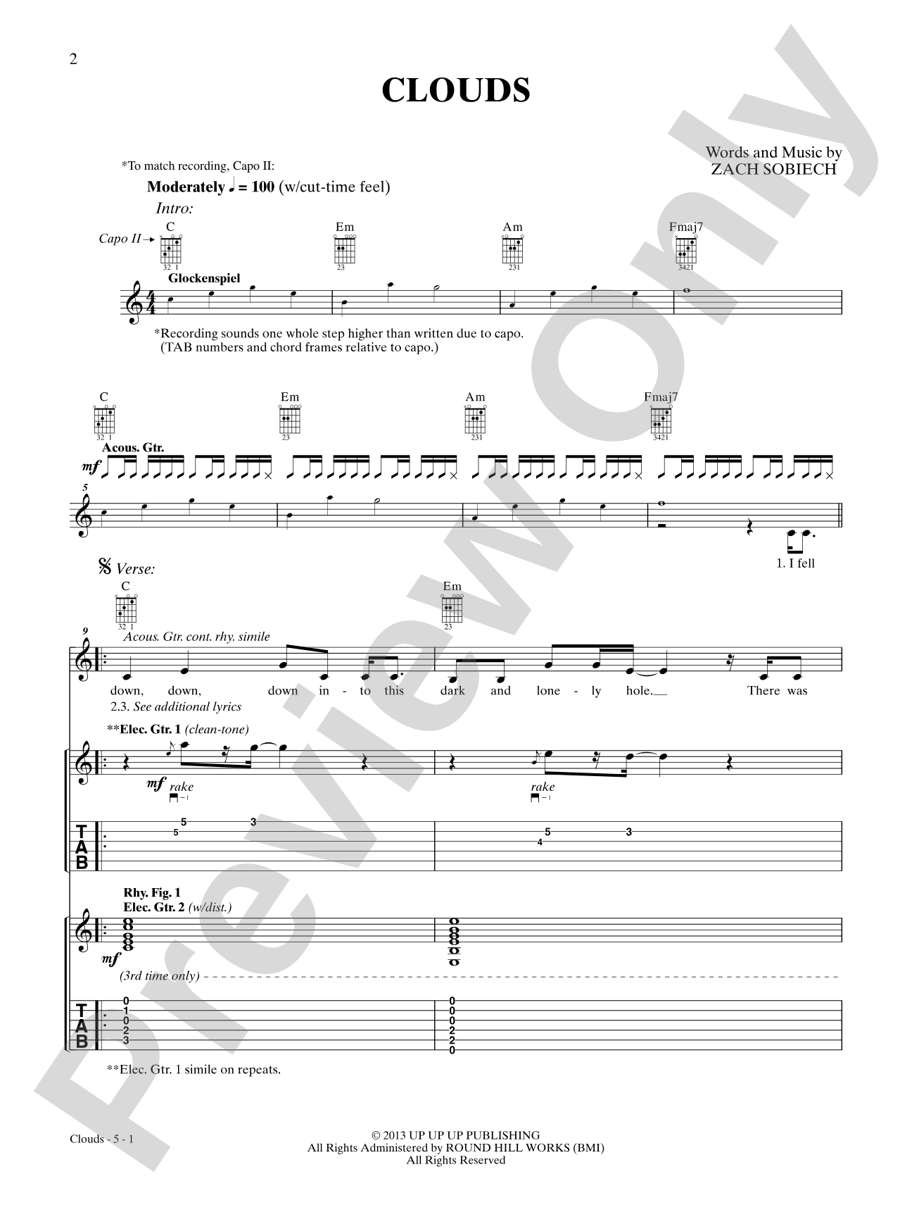 Clouds: Guitar Tab Digital Sheet Music