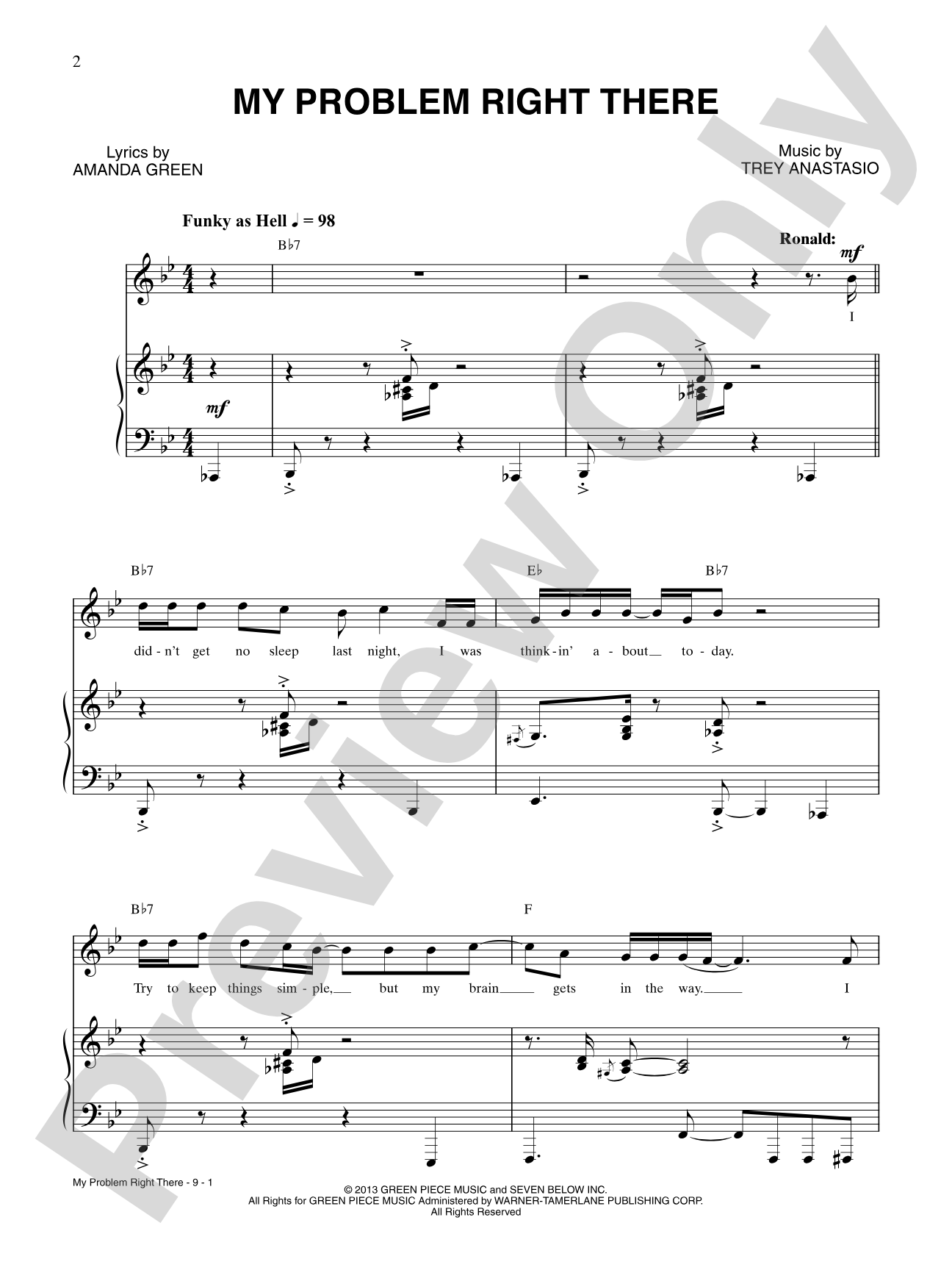 My Problem Right There: Piano/Vocal/Chords Digital Sheet Music