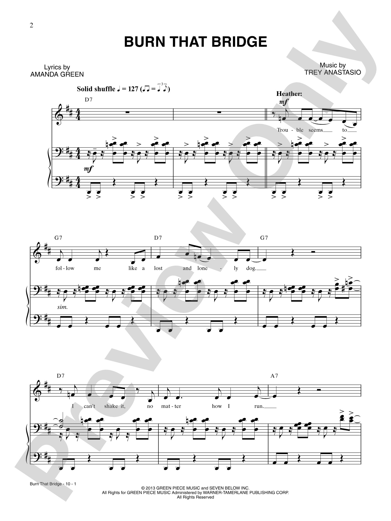 Burn That Bridge: Piano/Vocal/Chords Digital Sheet Music