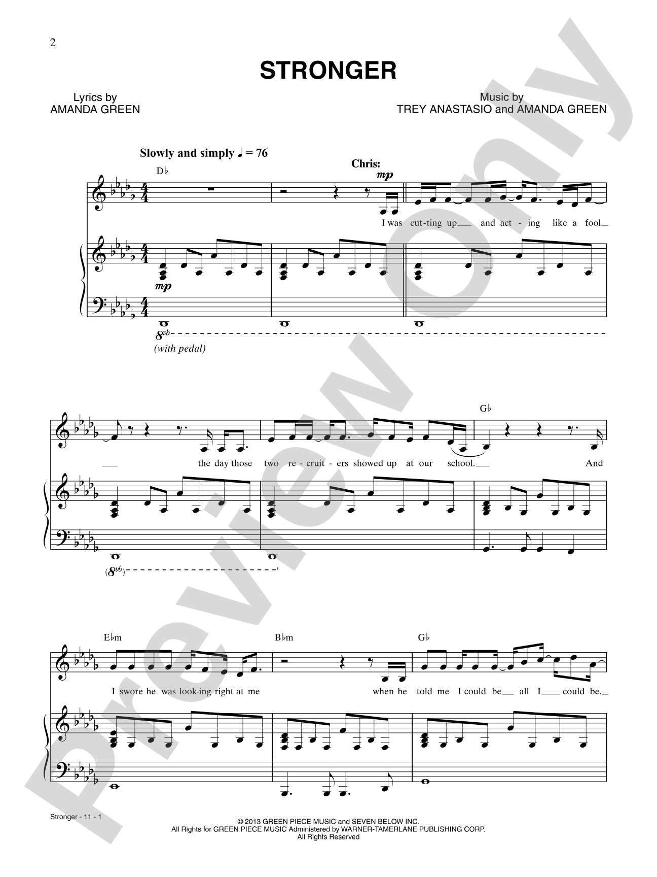 Stronger: Piano/Vocal/Chords Digital Sheet Music