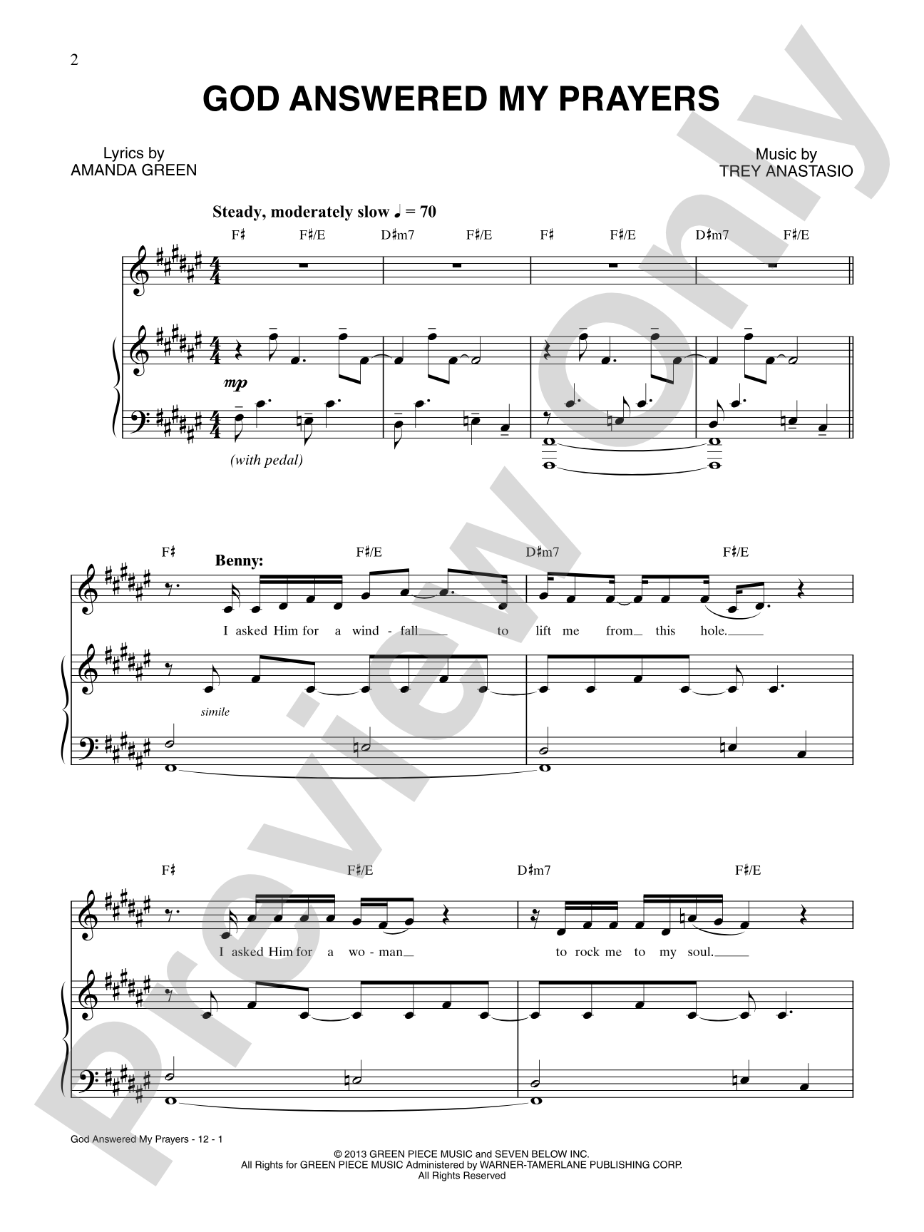 God Answered My Prayers: Piano/Vocal/Chords Digital Sheet Music