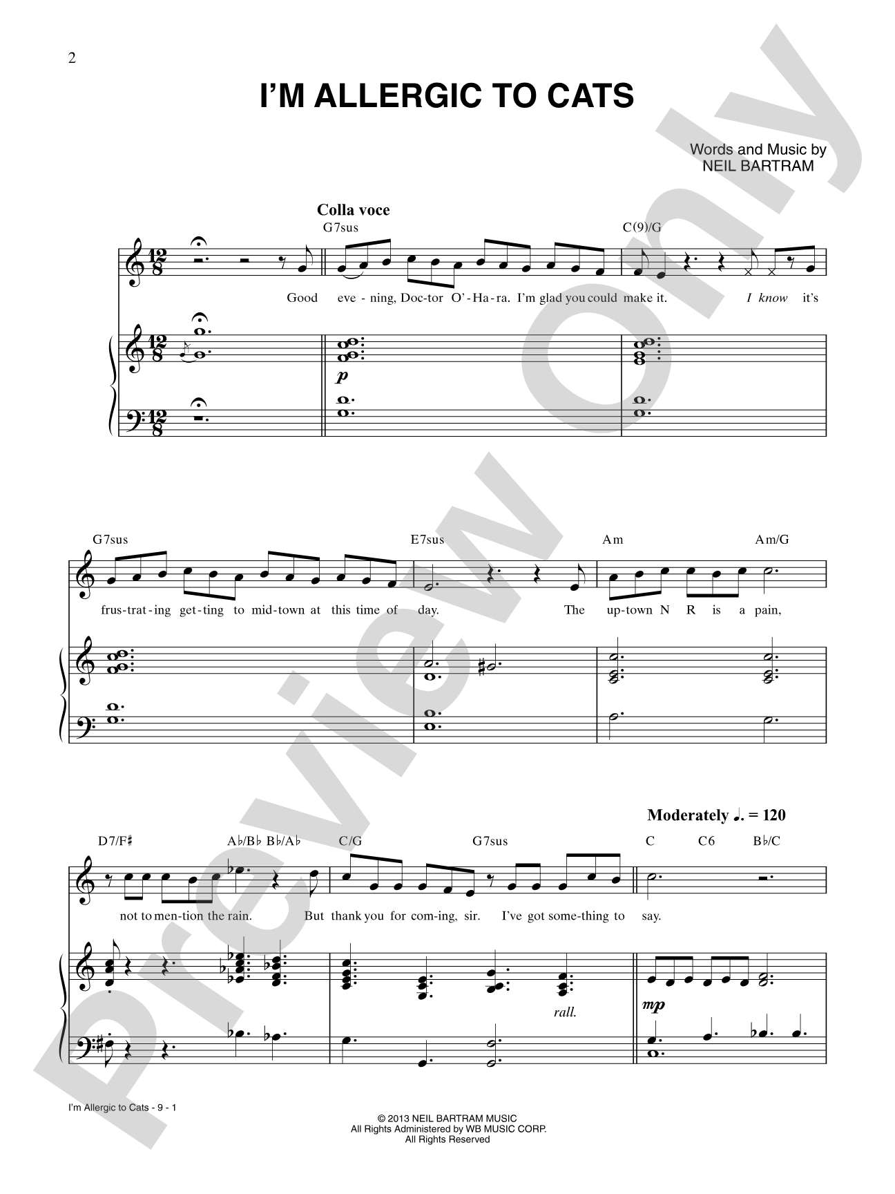 I'm Allergic to Cats: Piano/Vocal/Chords Digital Sheet Music