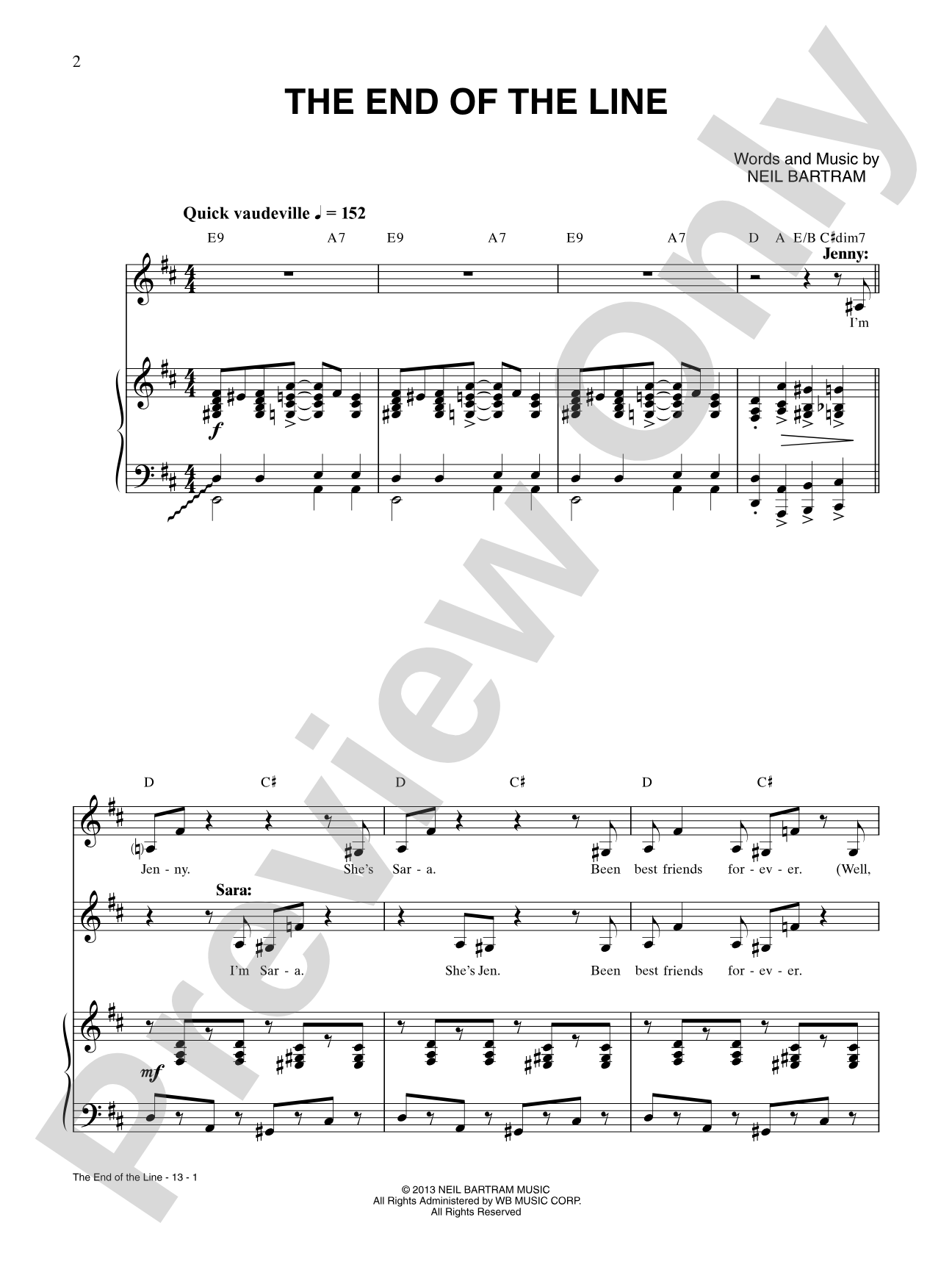 The End of the Line: Piano/Vocal/Chords Digital Sheet Music