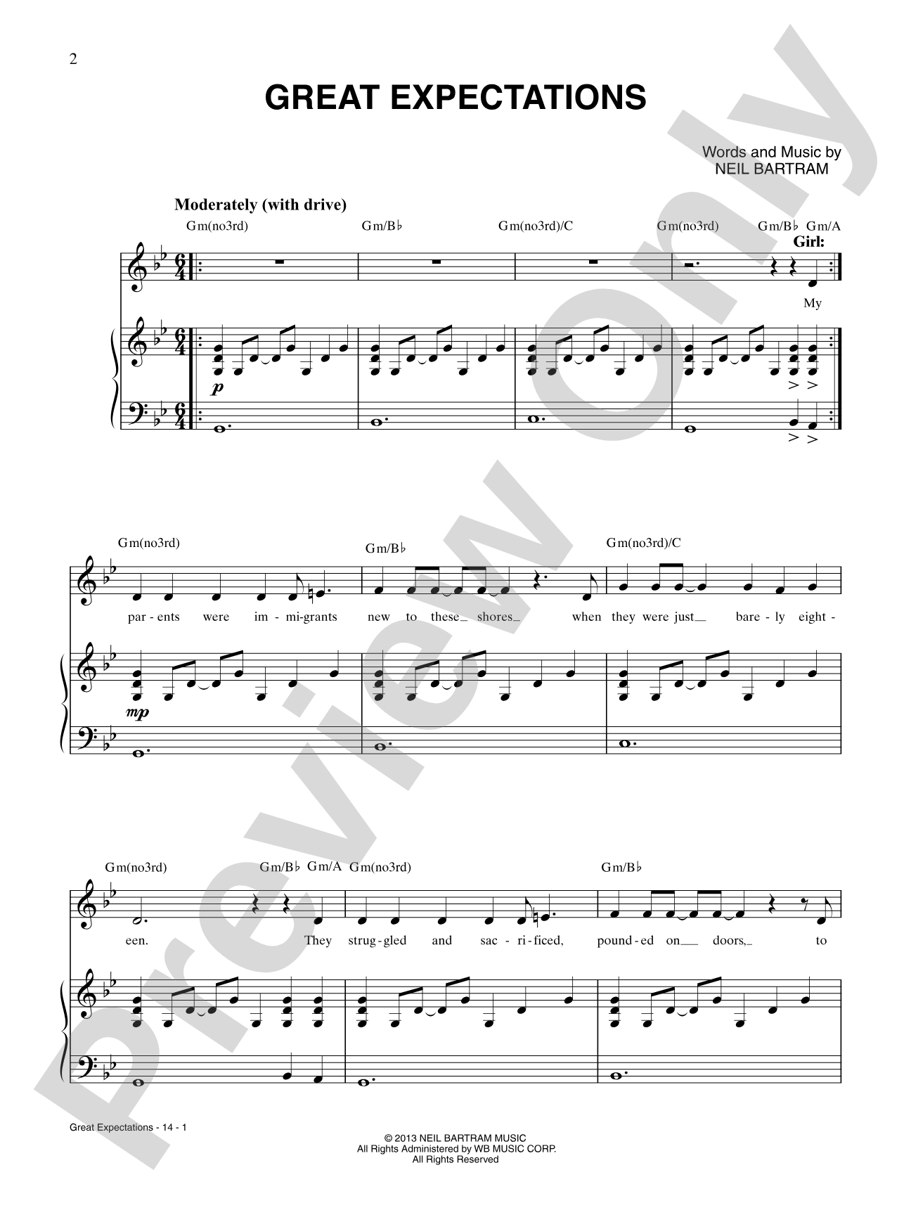 Great Expectations: Piano/Vocal/Chords Digital Sheet Music