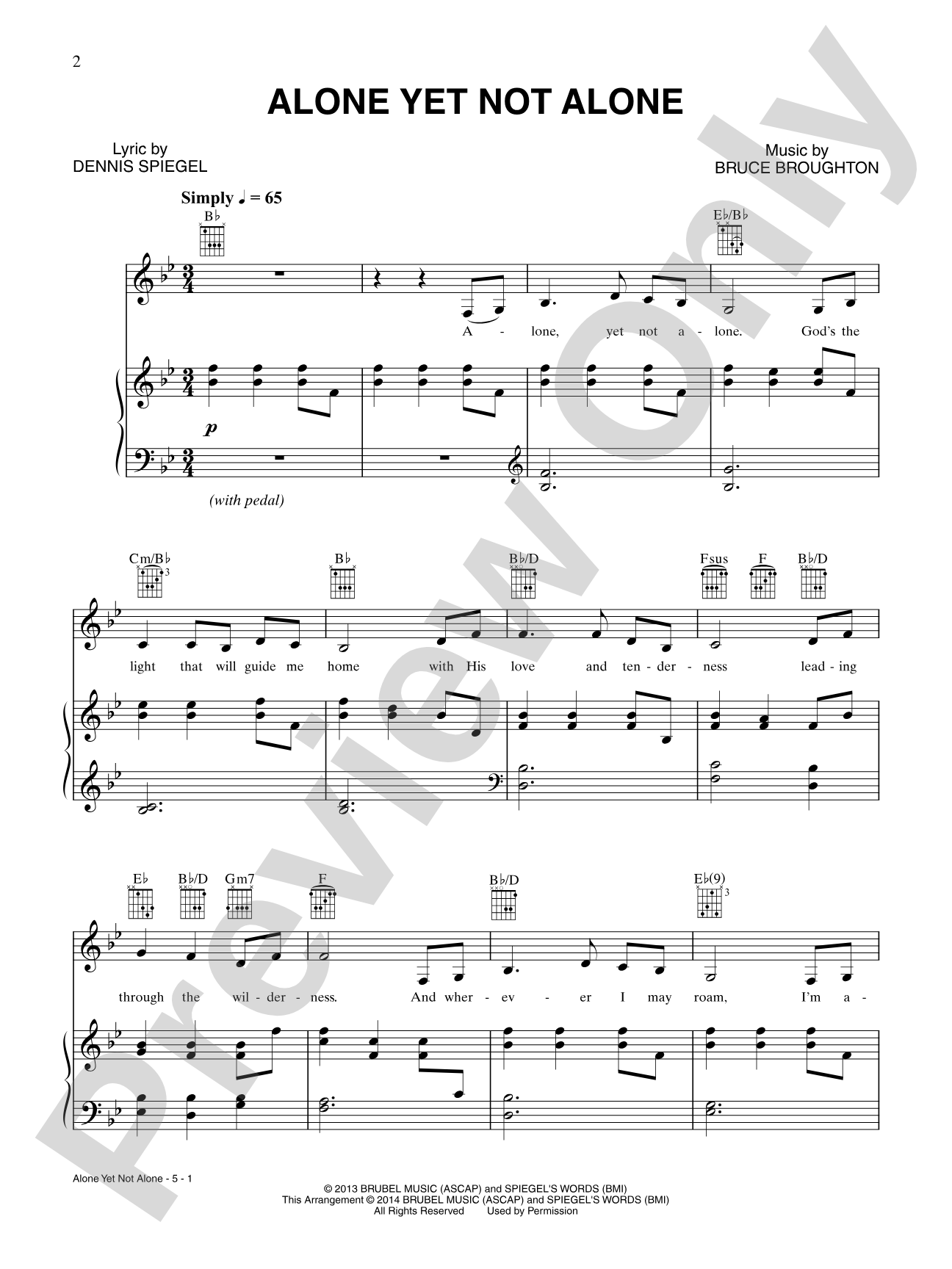 Alone Yet Not Alone: Piano/Vocal/Chords Digital Sheet Music