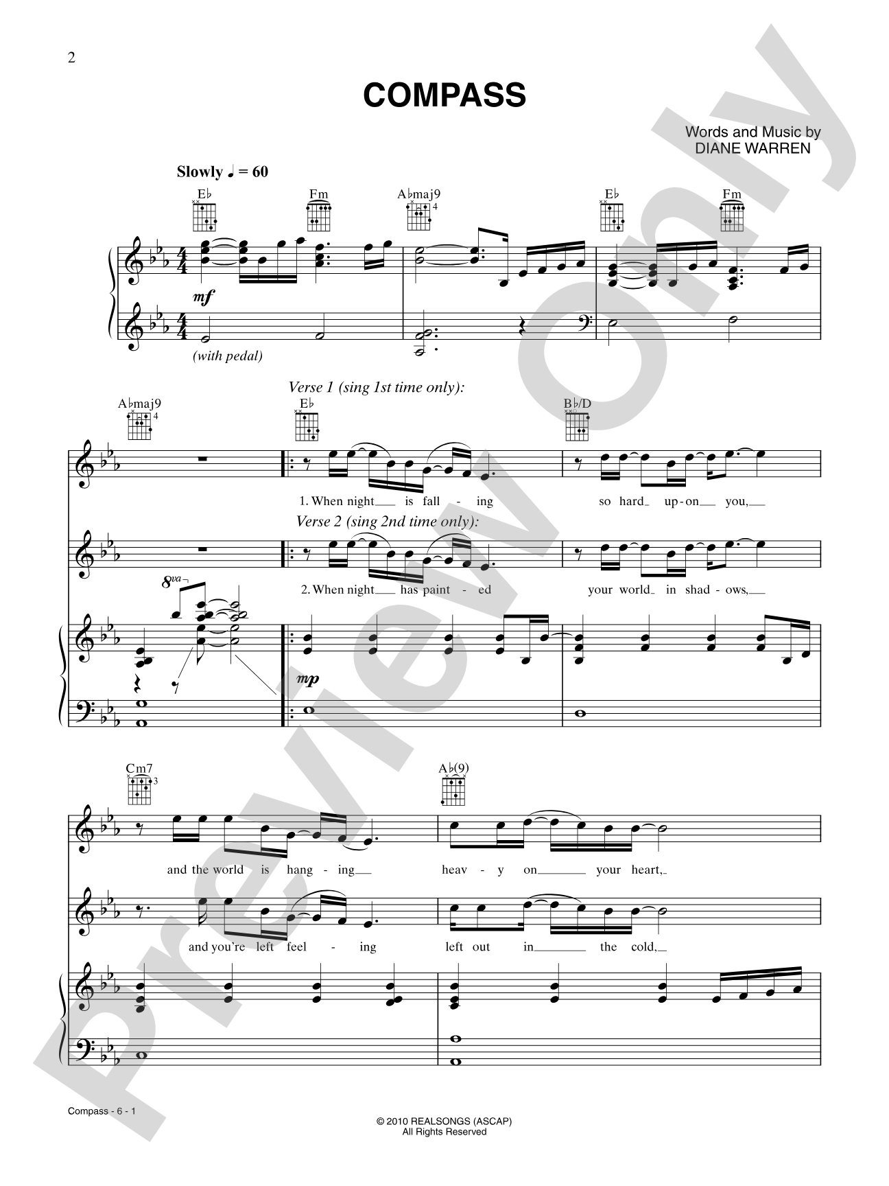 Compass: Piano/Vocal/Chords Digital Sheet Music