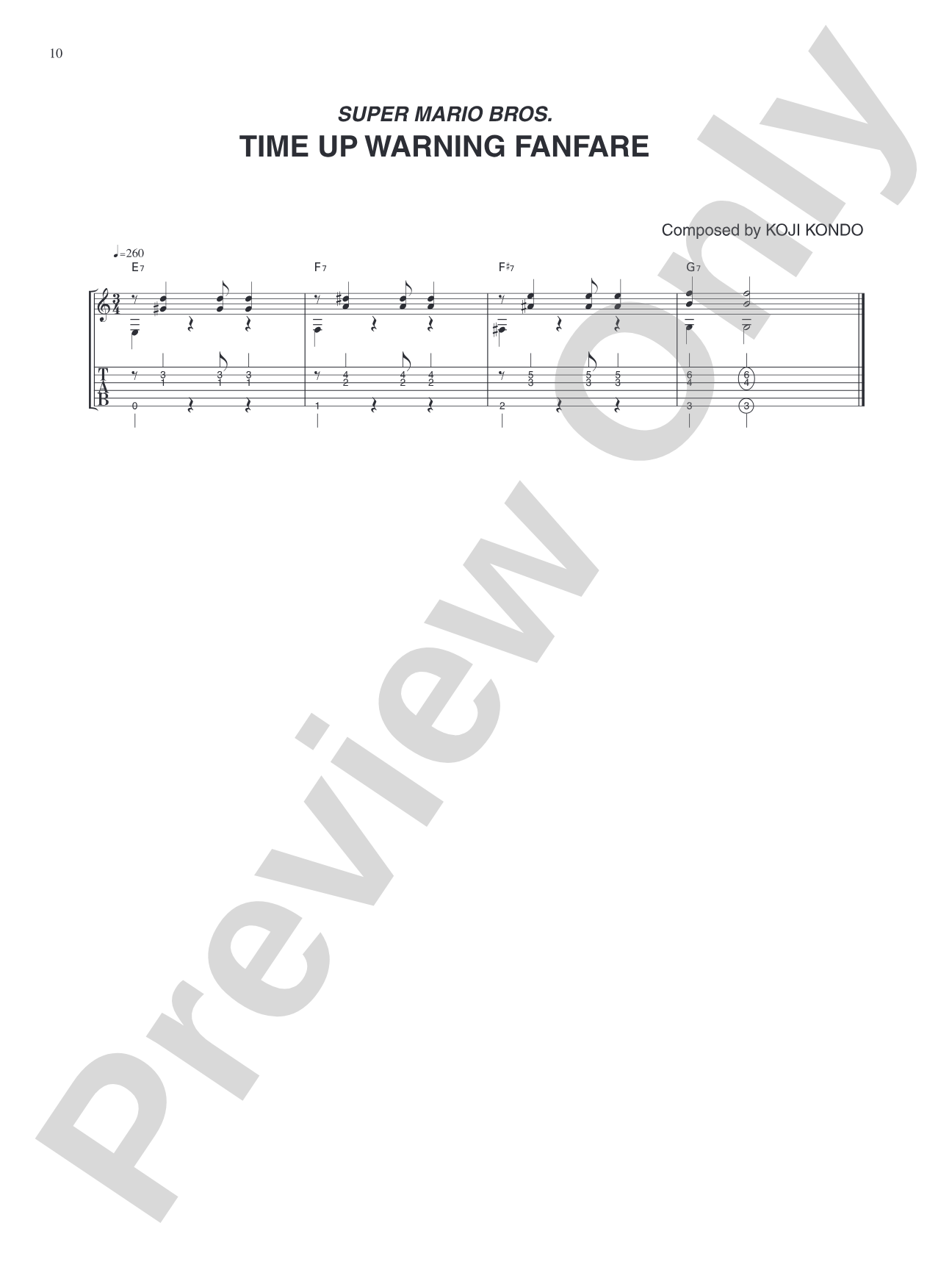 Super Mario Bros. Time Up Warning Fanfare: Guitar Tab
