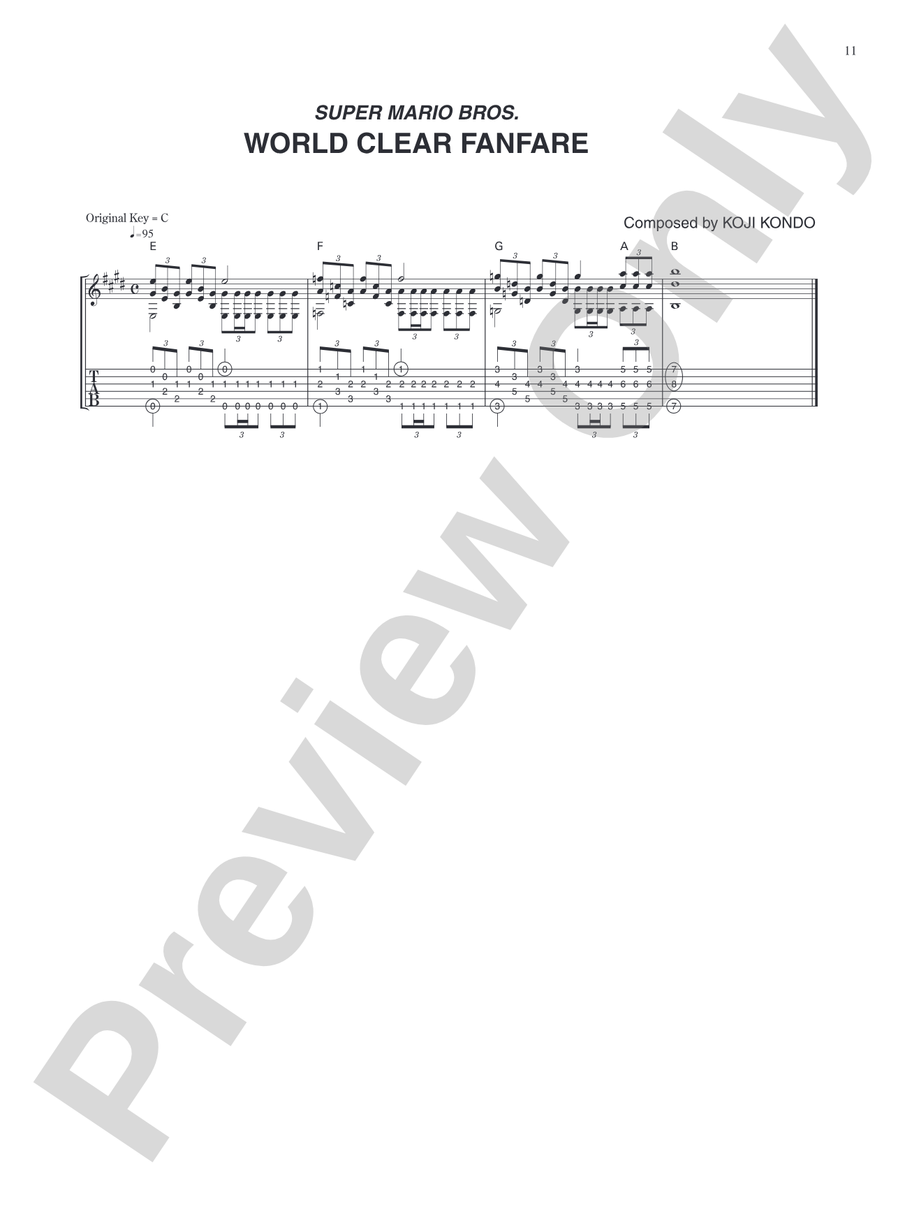 Super Mario Bros. World Clear Fanfare: Guitar Tab