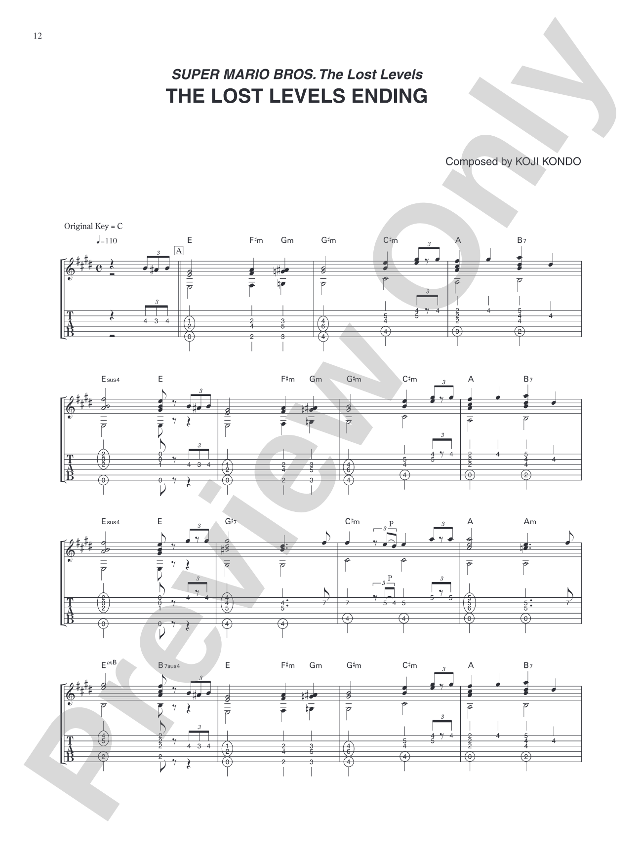 Super Mario Bros. The Lost Levels The Lost Levels Ending: Guitar Tab