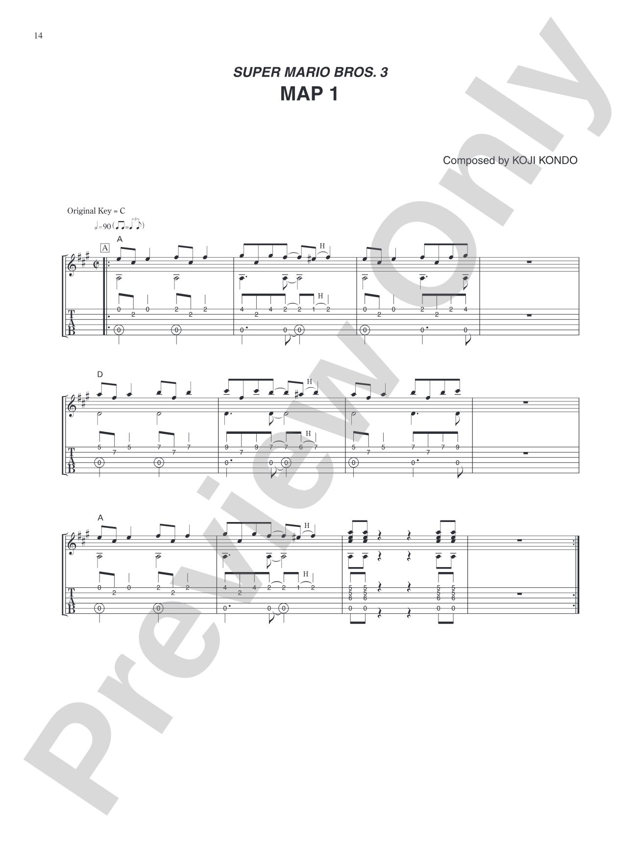 Super Mario Bros. 3 Map 1: Guitar Tab