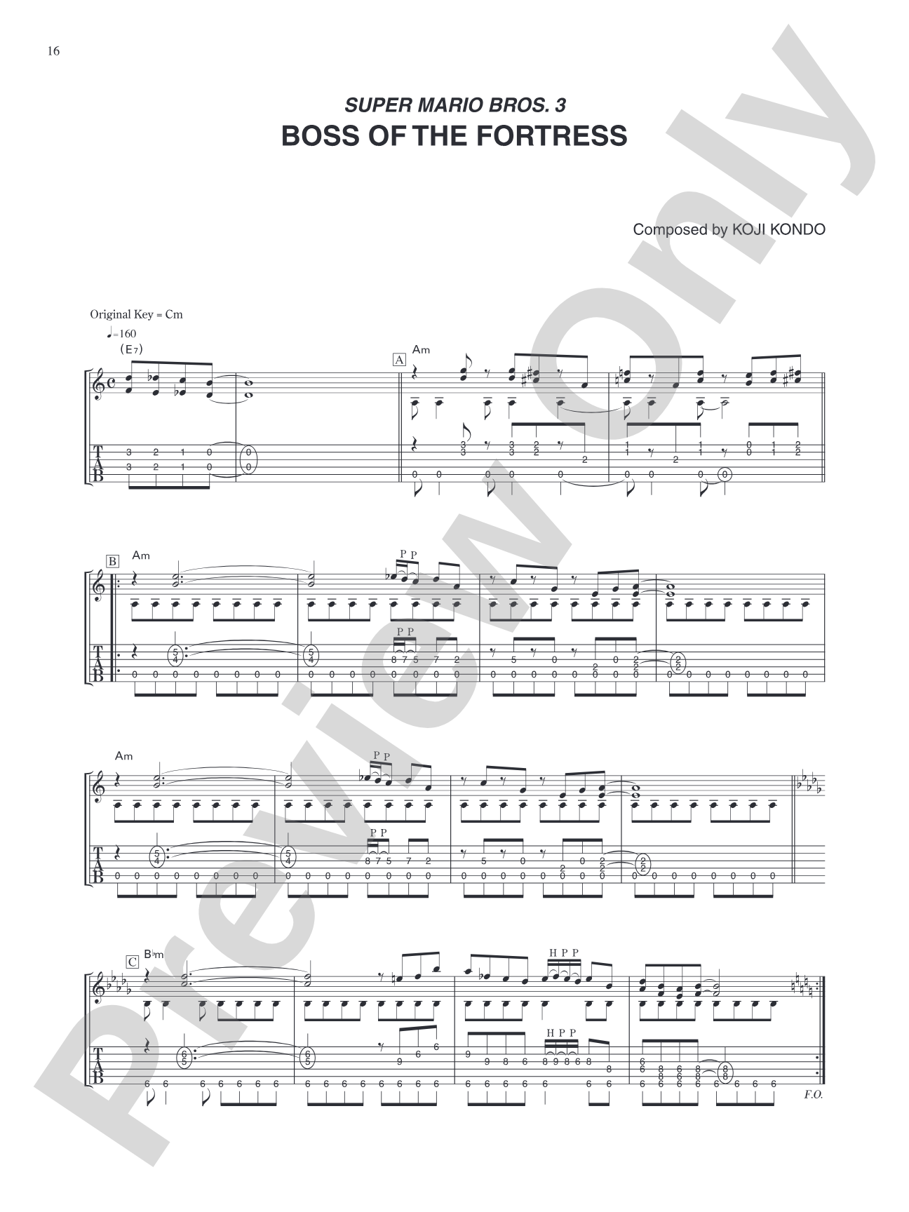 Super Mario Bros. 3 Boss of the Fortress: Guitar Tab