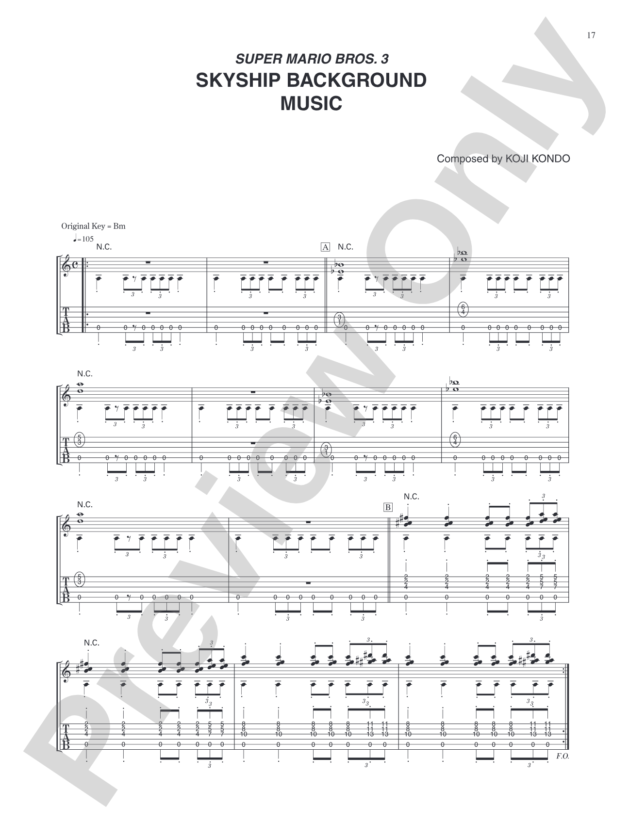 Super Mario Bros. 3 Skyship Background Music: Guitar Tab