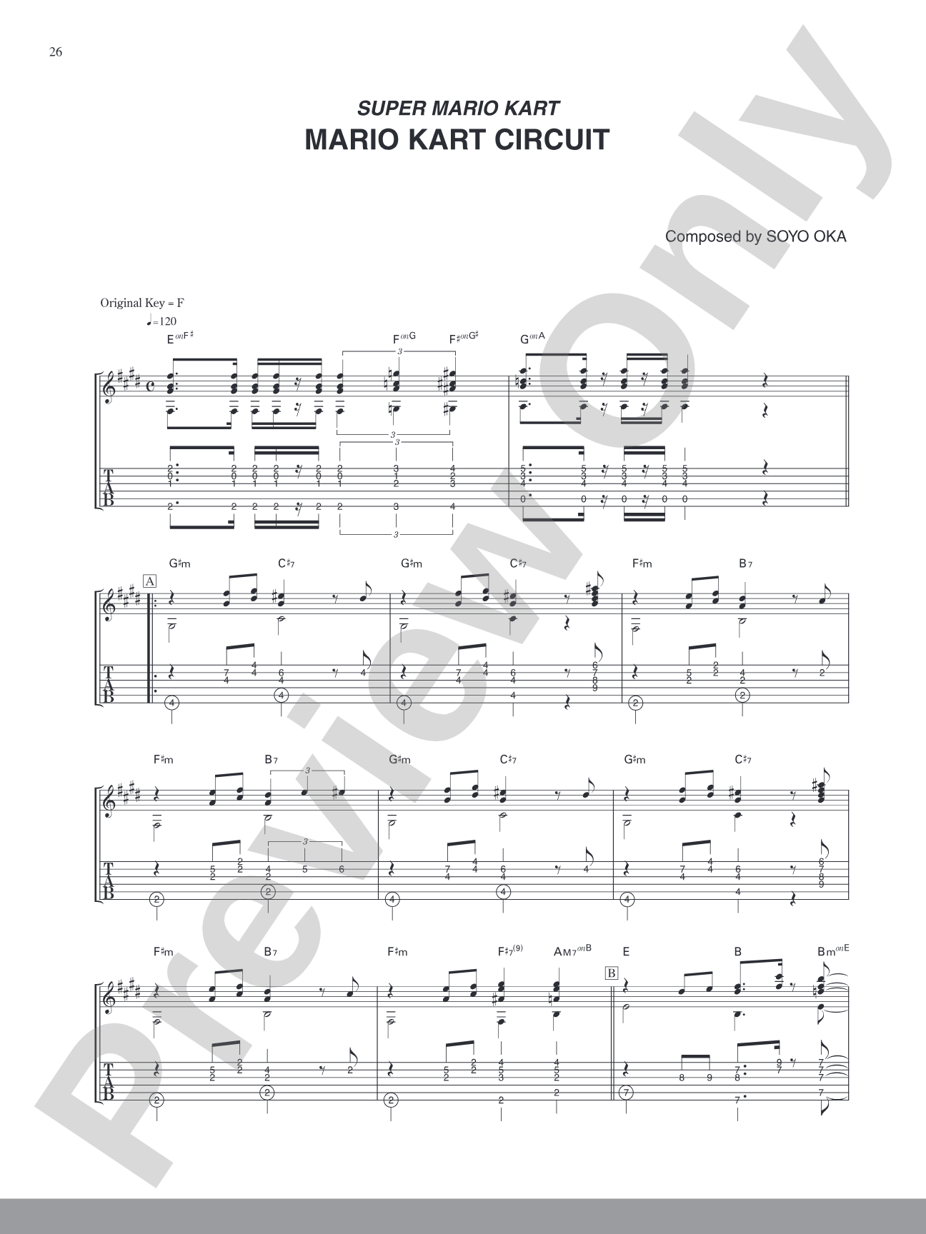 Super Mario Kart Mario Kart Circuit: Guitar Tab