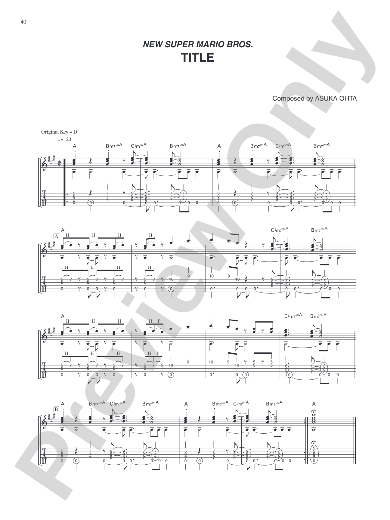 New Super Mario Bros. Title: Guitar Tab