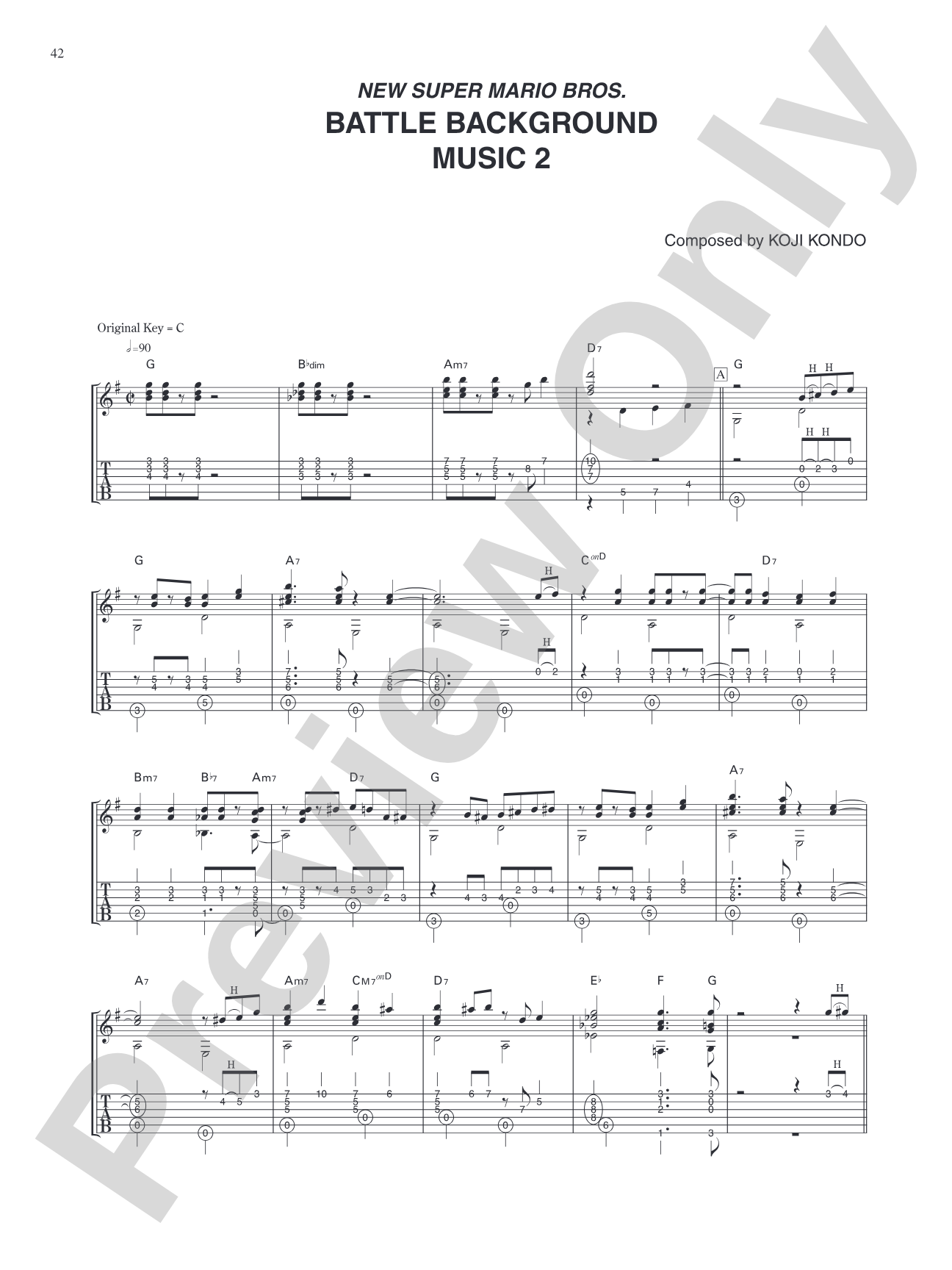 New Super Mario Bros. Battle Background Music 2: Guitar Tab
