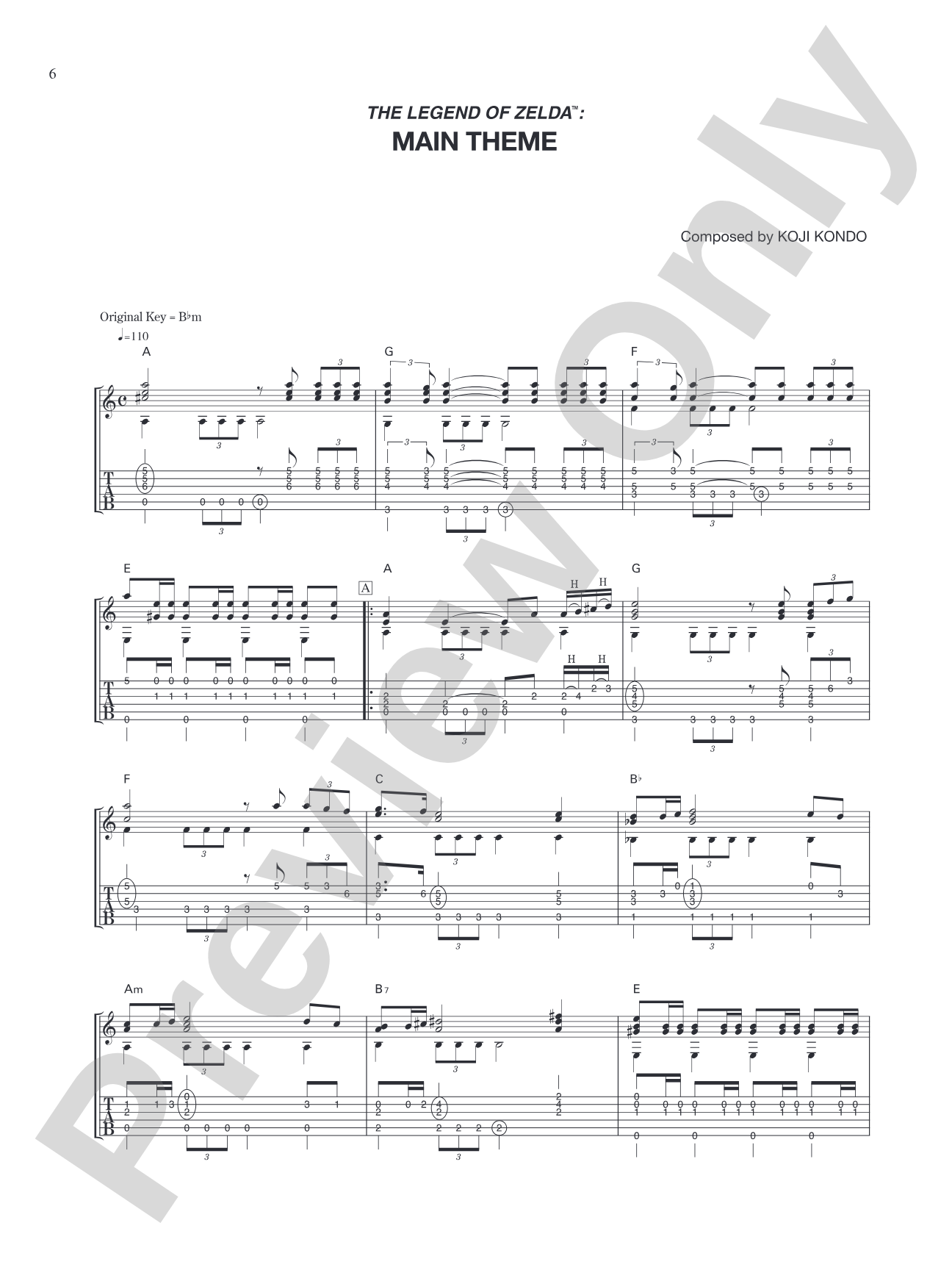 The Legend of Zelda™ Main Theme: Guitar Tab