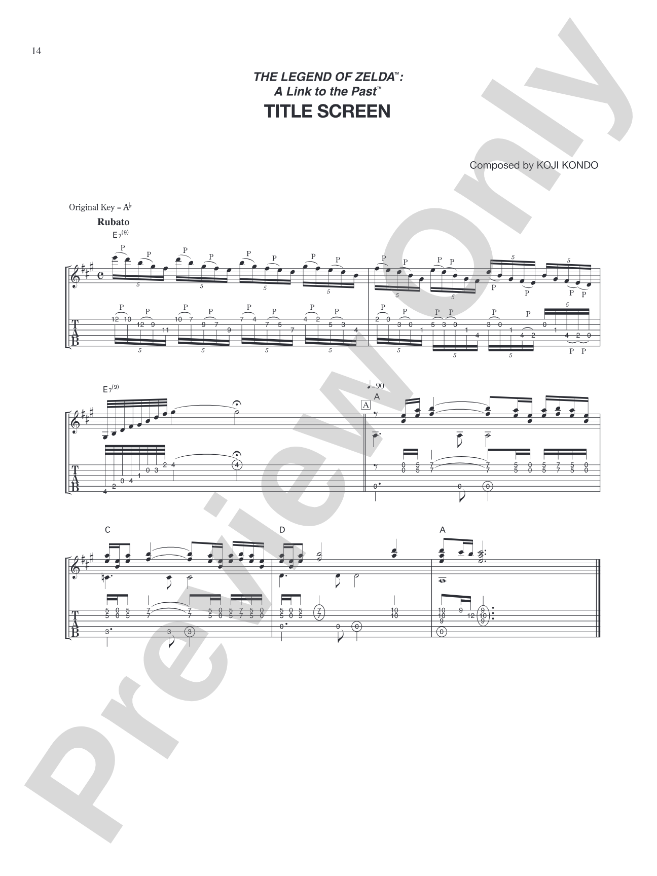 The Legend of Zelda™: A Link to the Past™ Title Screen: Guitar Tab