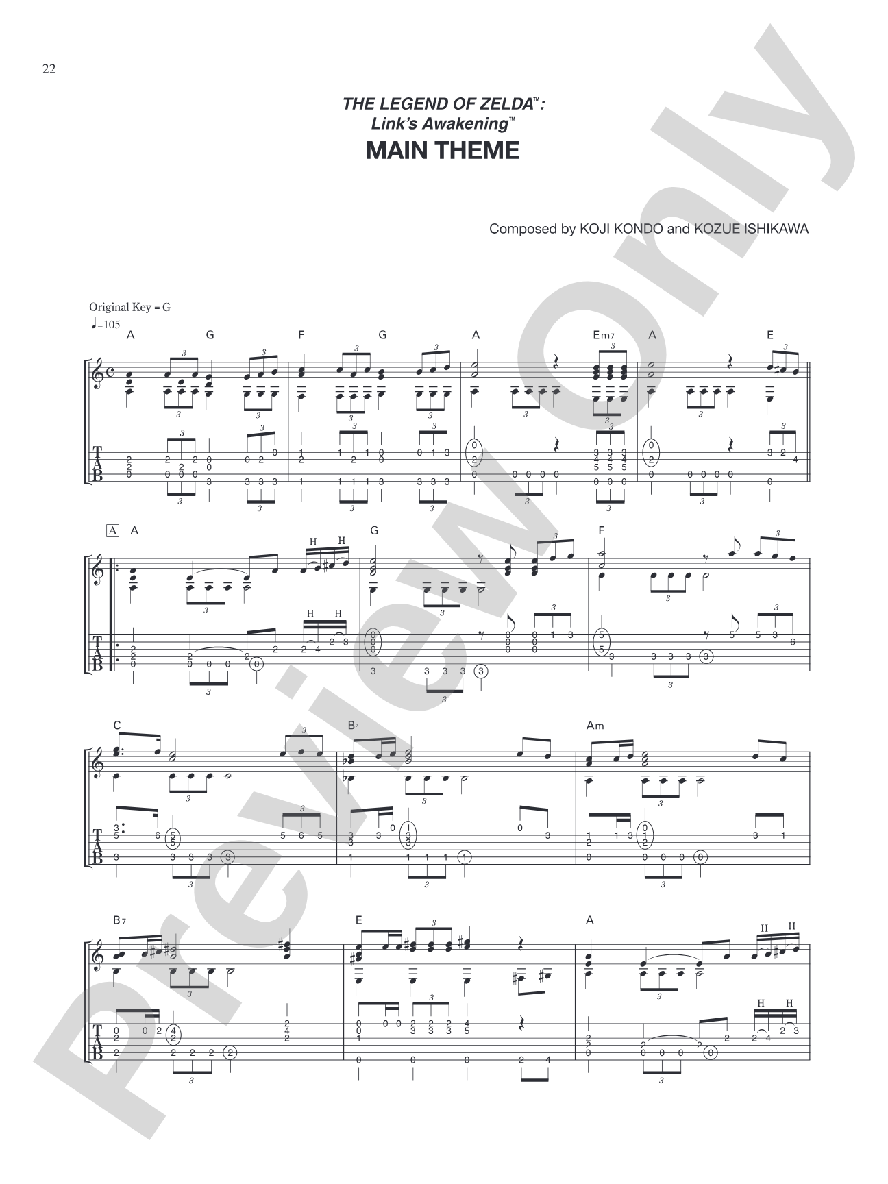 The Legend of Zelda™: Link's Awakening™ Main Theme: Guitar Tab