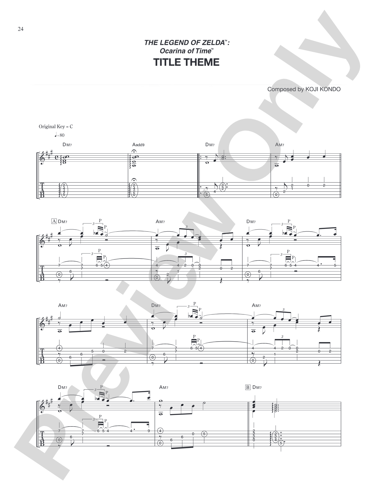 The Legend of Zelda™: Ocarina of Time™ Title Theme: Guitar Tab