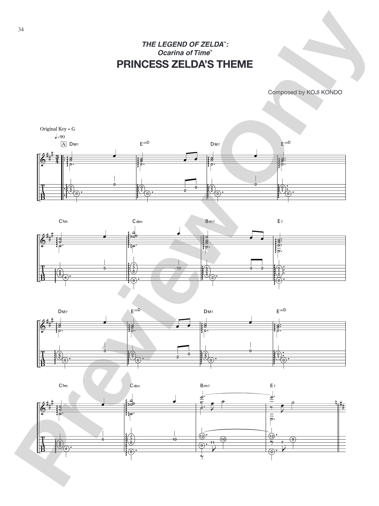 The Legend of Zelda™: Ocarina of Time™ Princess Zeldas Theme: Guitar Tab