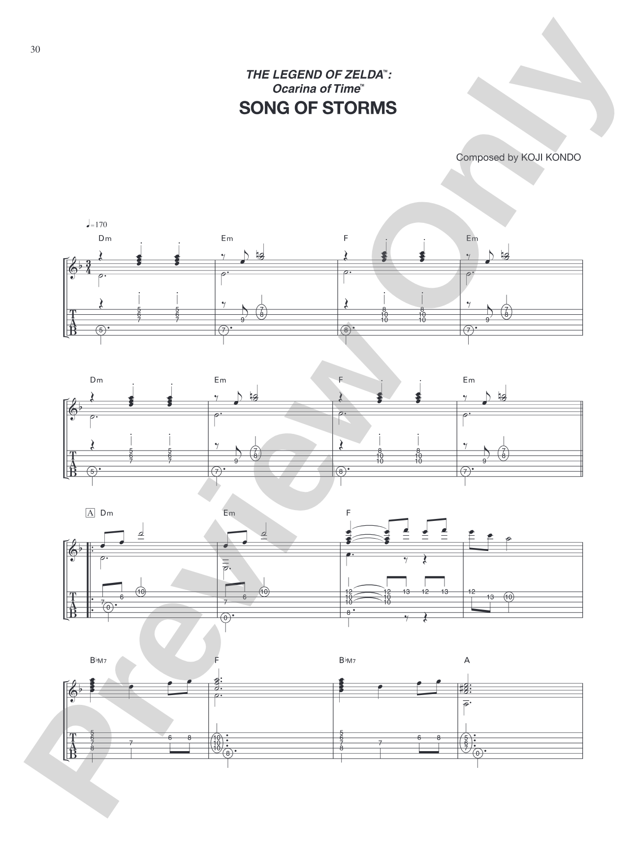 The Legend of Zelda™: Ocarina of Time™ Song of Storms: Guitar Tab
