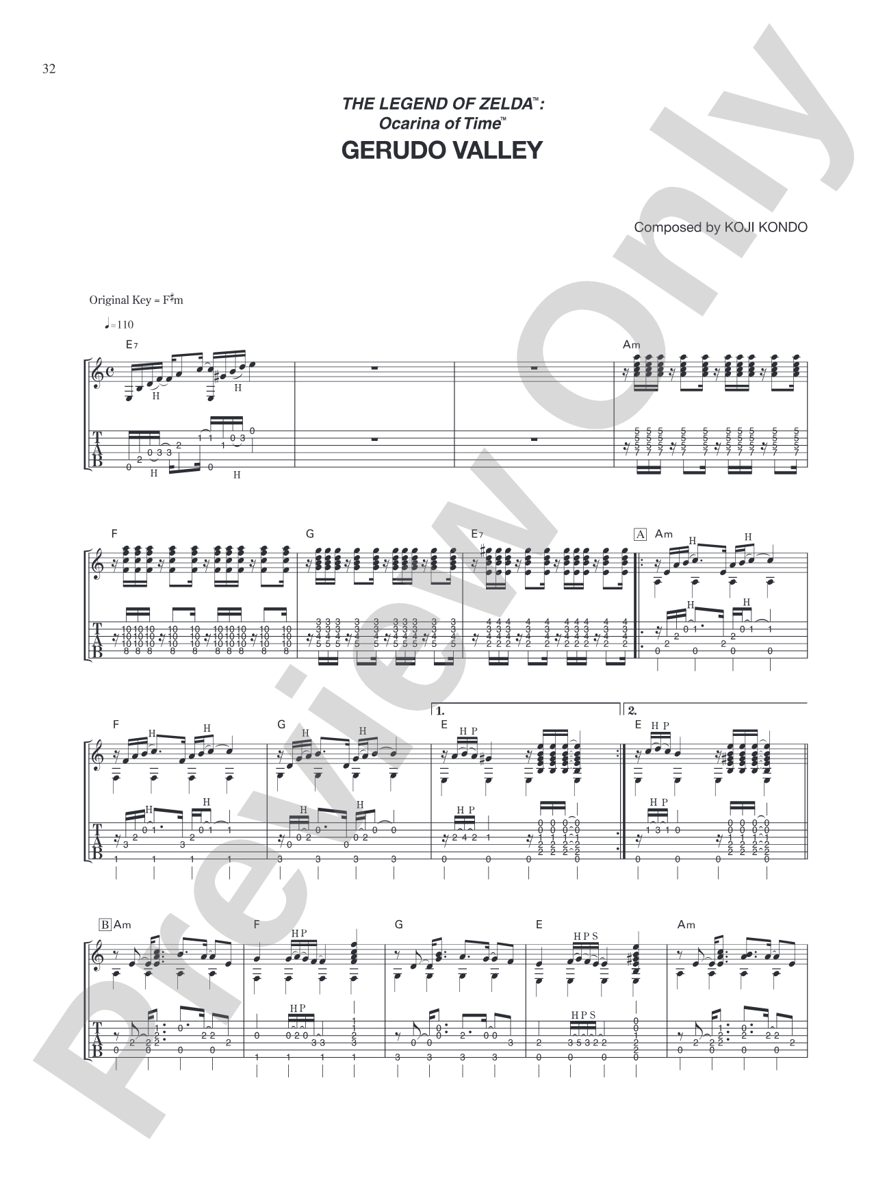 The Legend of Zelda™: Ocarina of Time™ Gerudo Valley: Guitar Tab