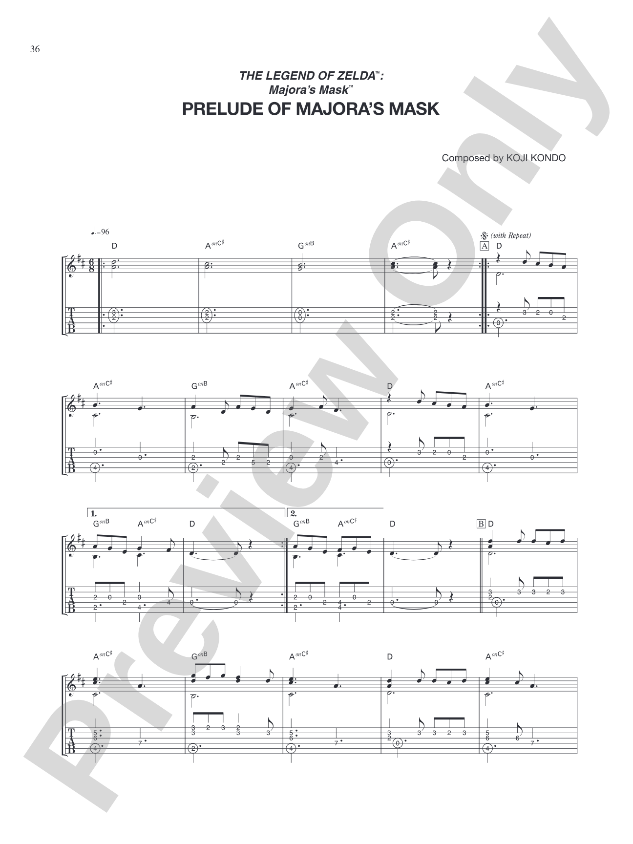 The Legend of Zelda™: Majora's Mask™ Prelude of Majoras Mask: Guitar Tab